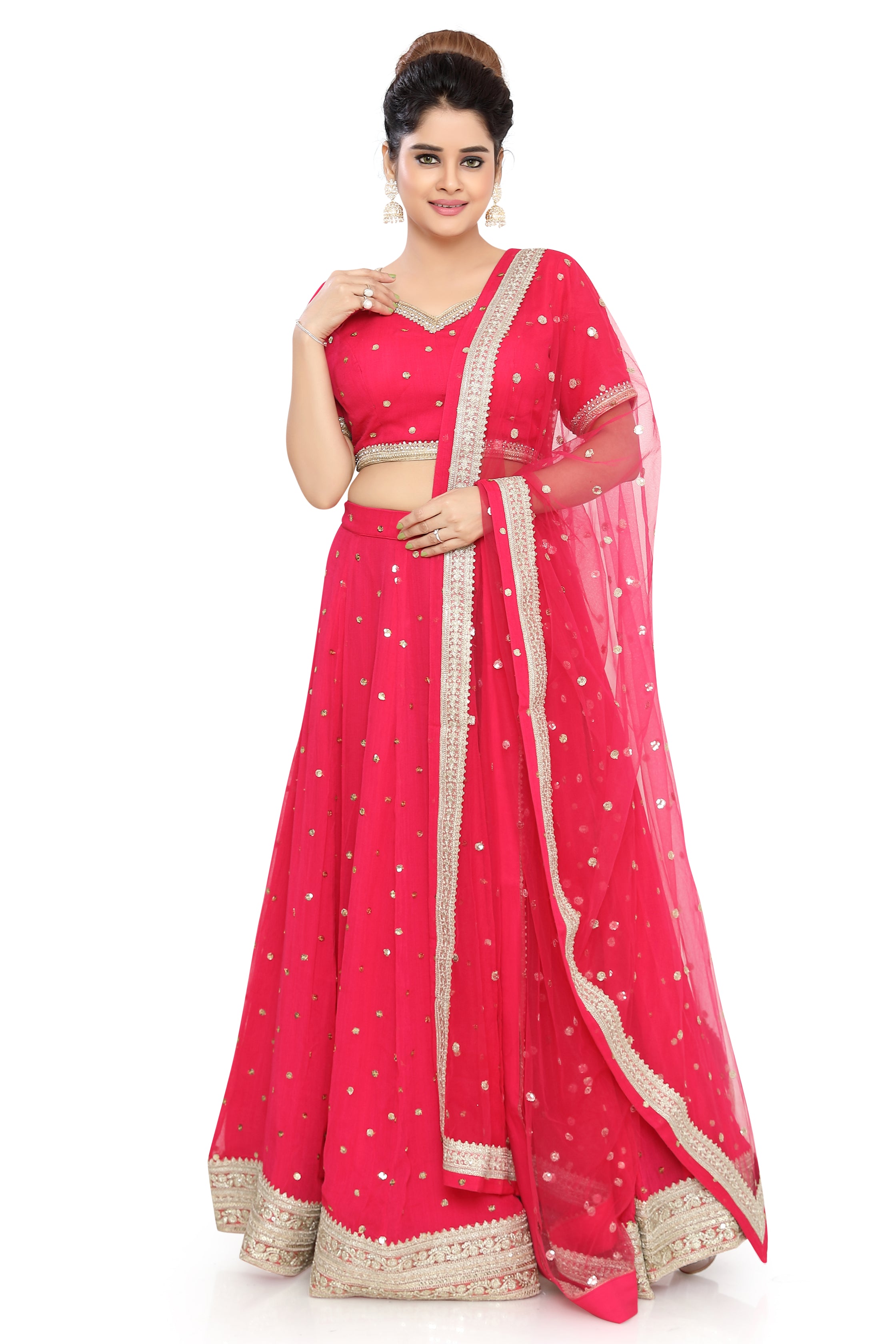 Pink Chiffon Lehenga Choli