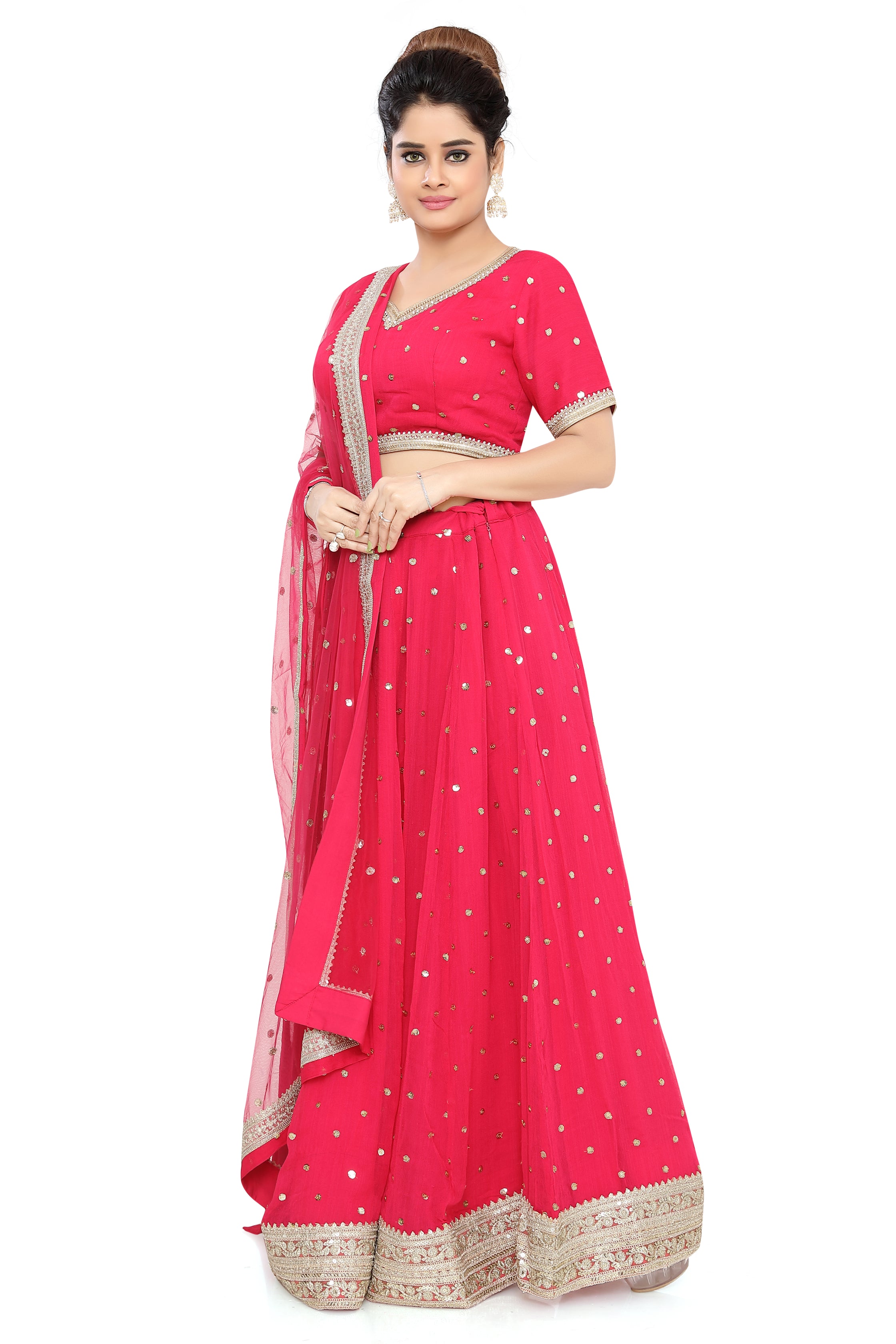 Pink Chiffon Lehenga Choli