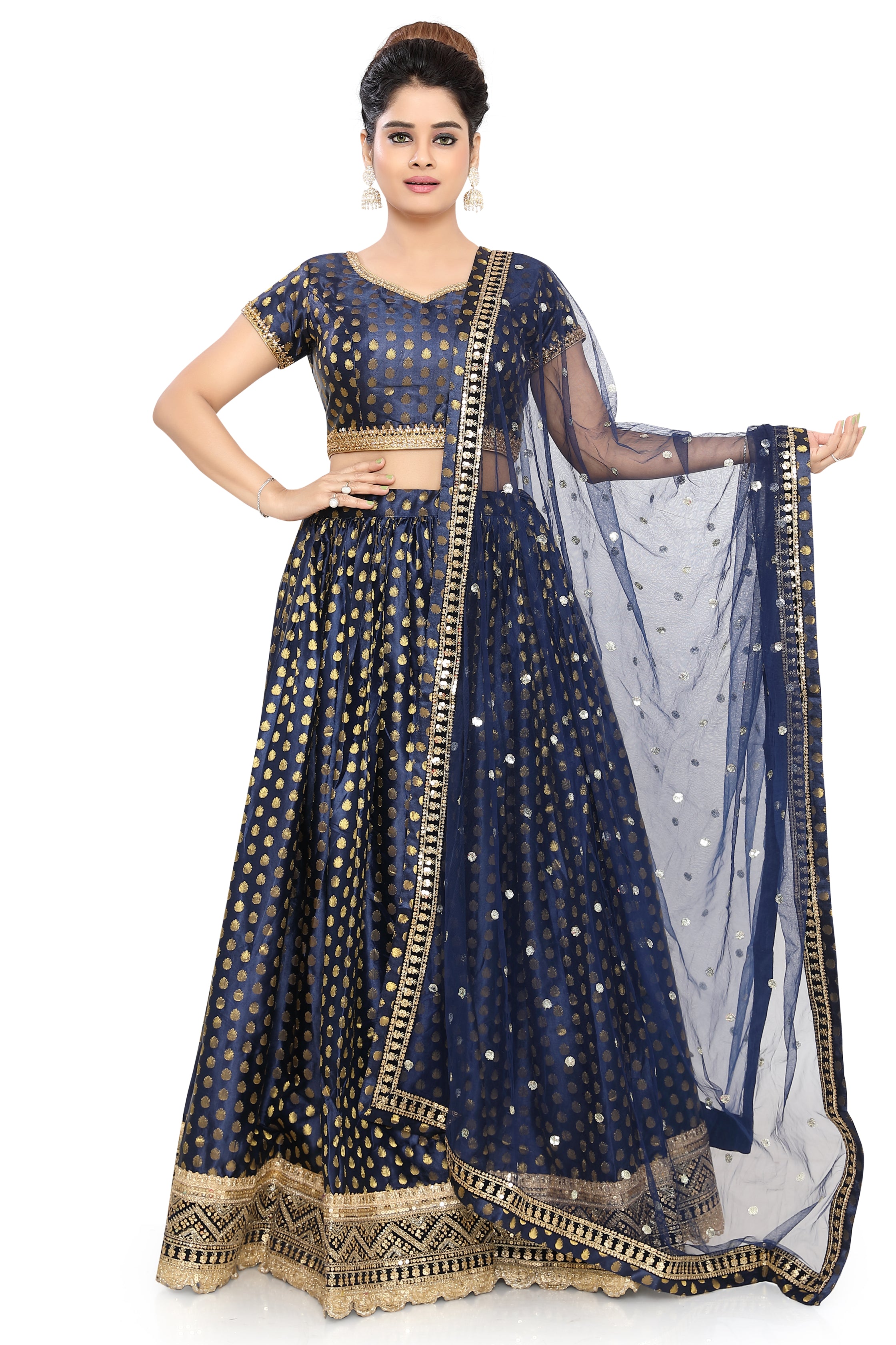 Blue Silk Lehenga Choli