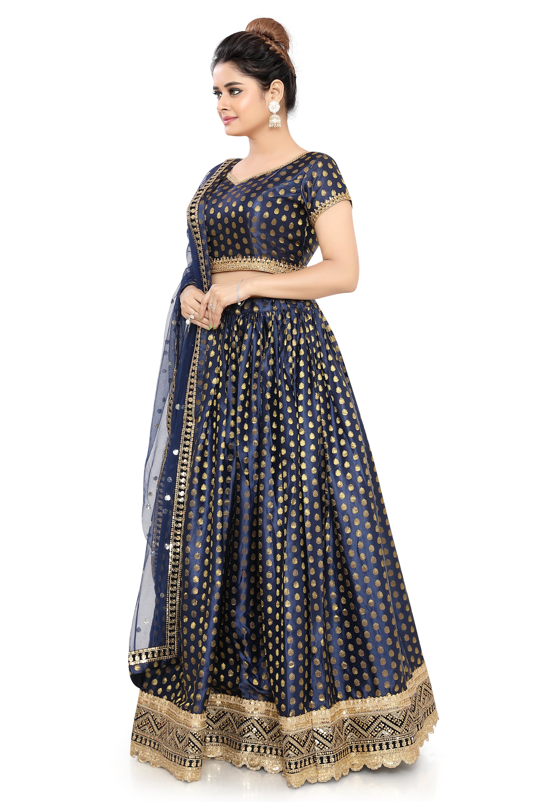 Blue Silk Lehenga Choli