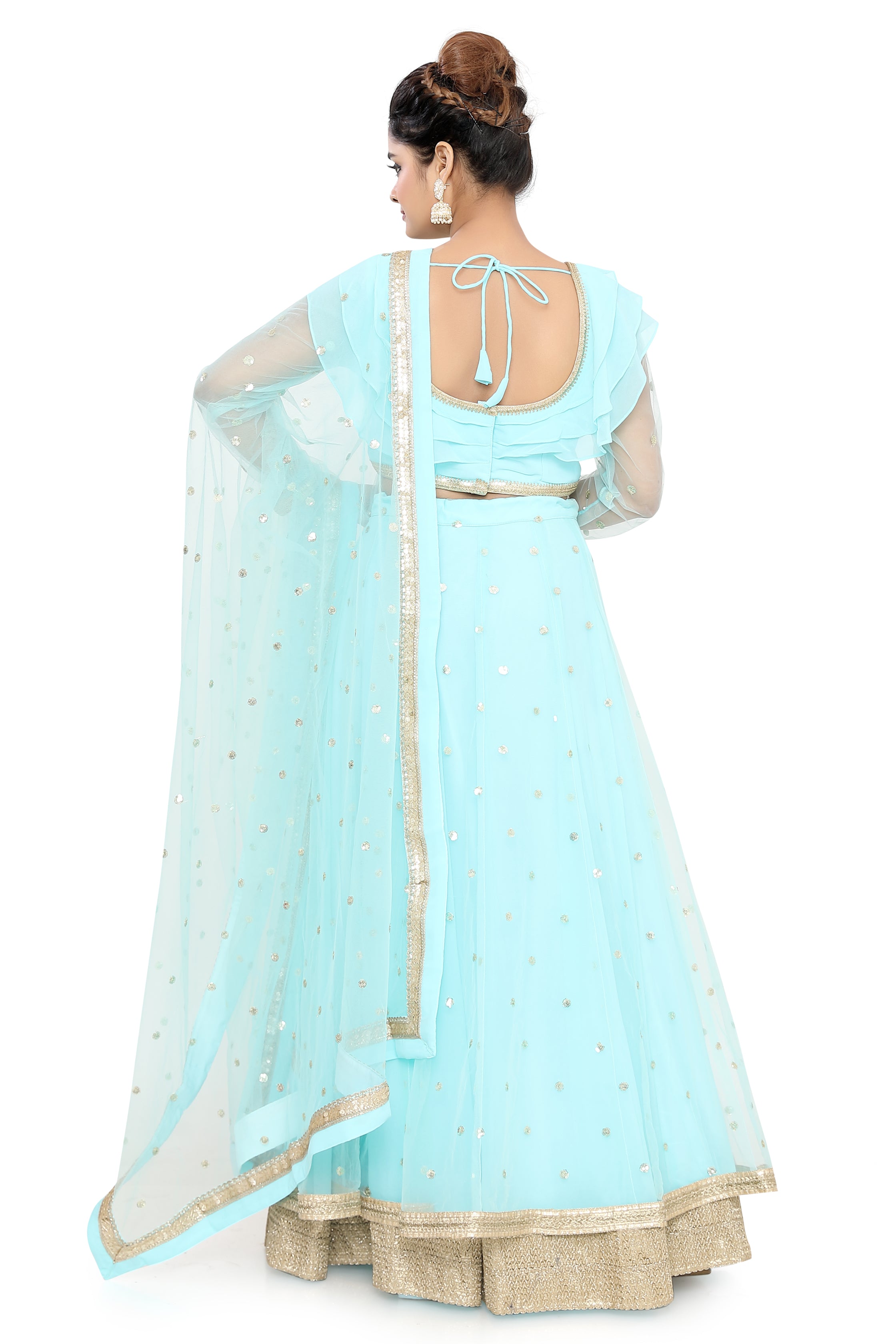 Light Blue Layered Lehenga Choli