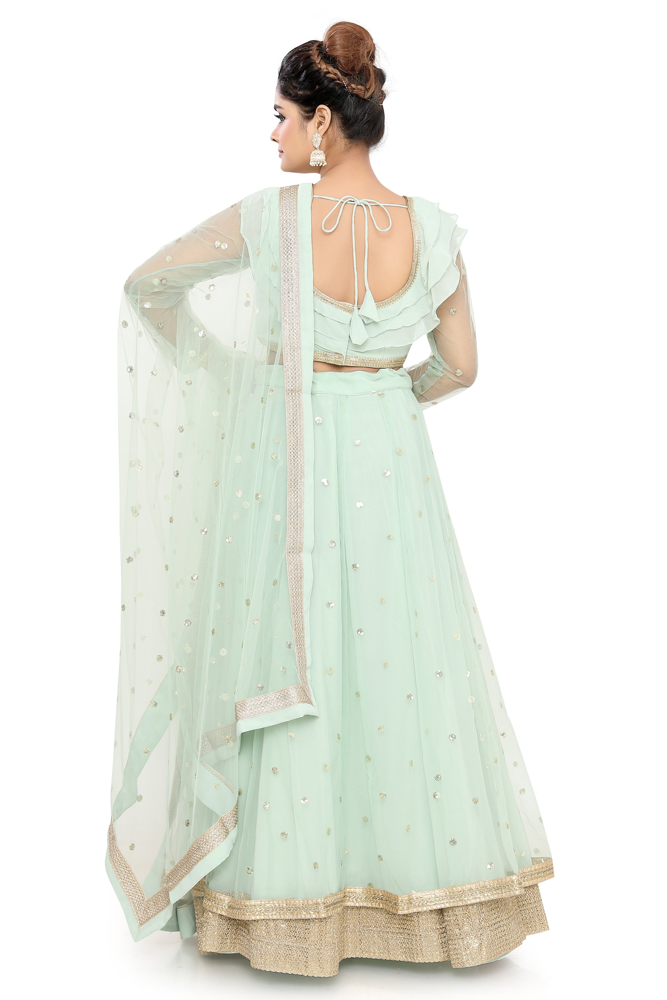 Pista Layered Lehenga Choli