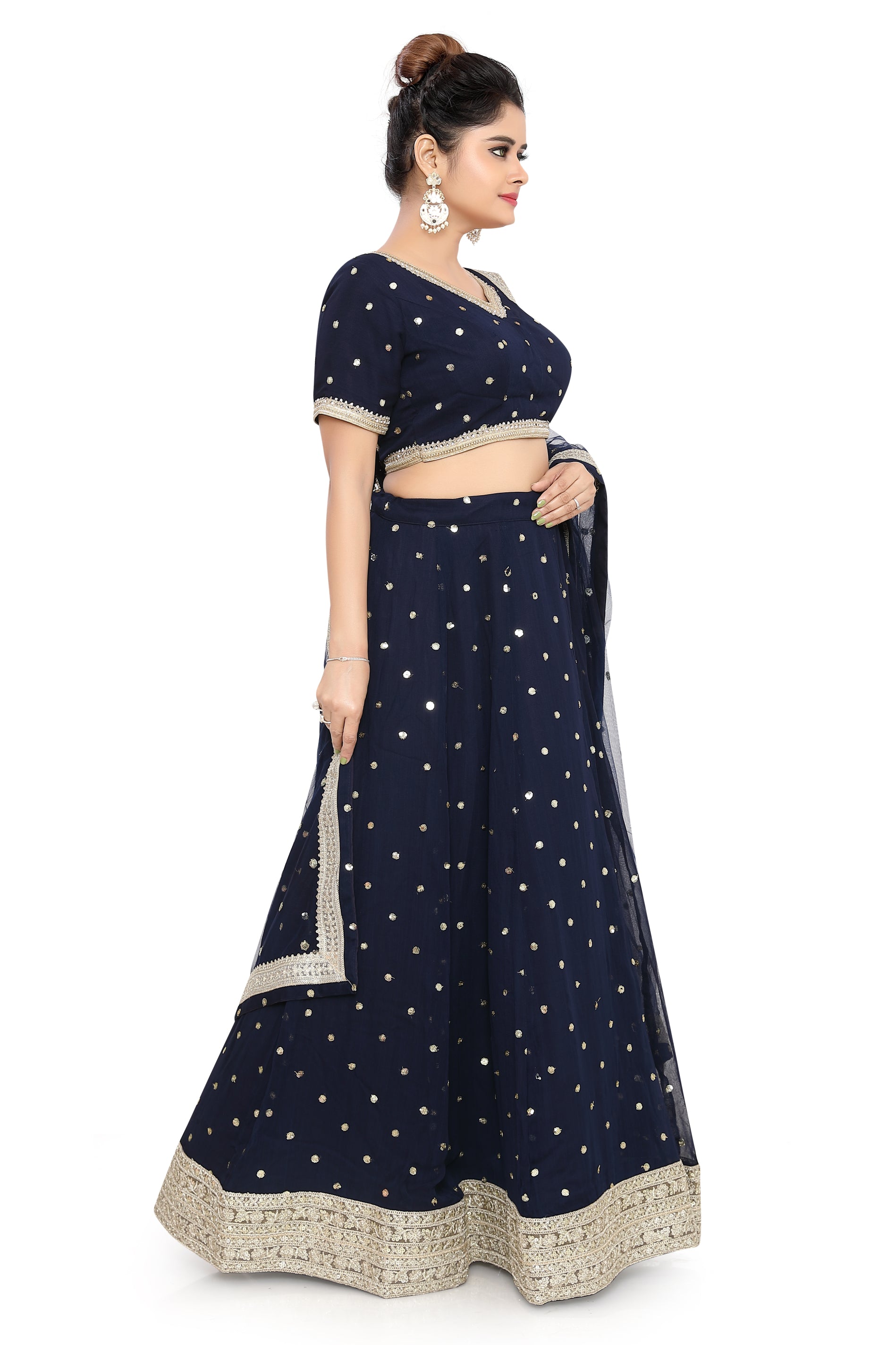 Blue Chiffon Lehenga Choli