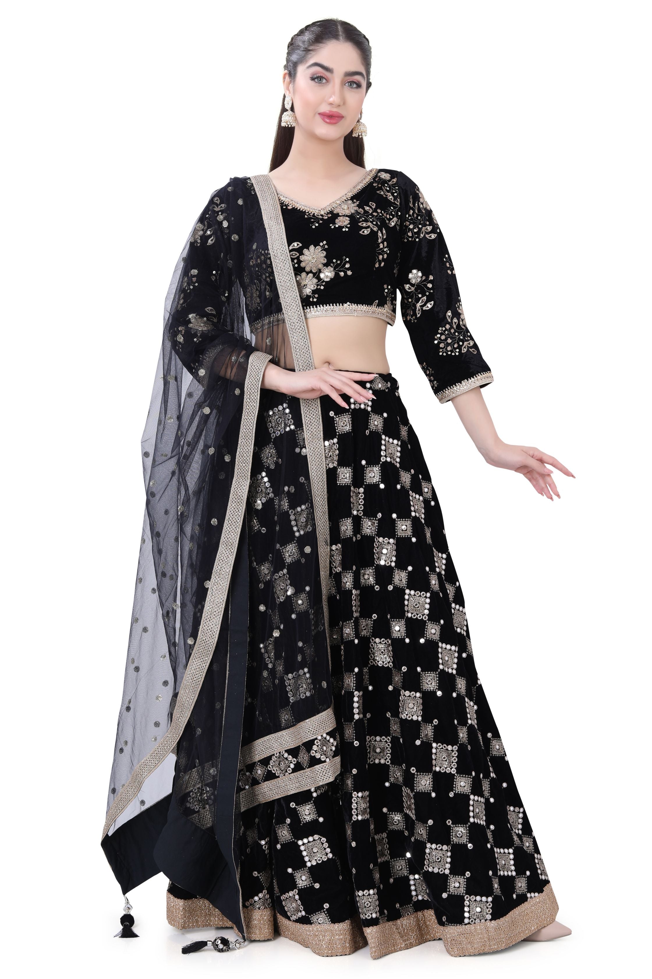 Black Velvet Lehenga Choli