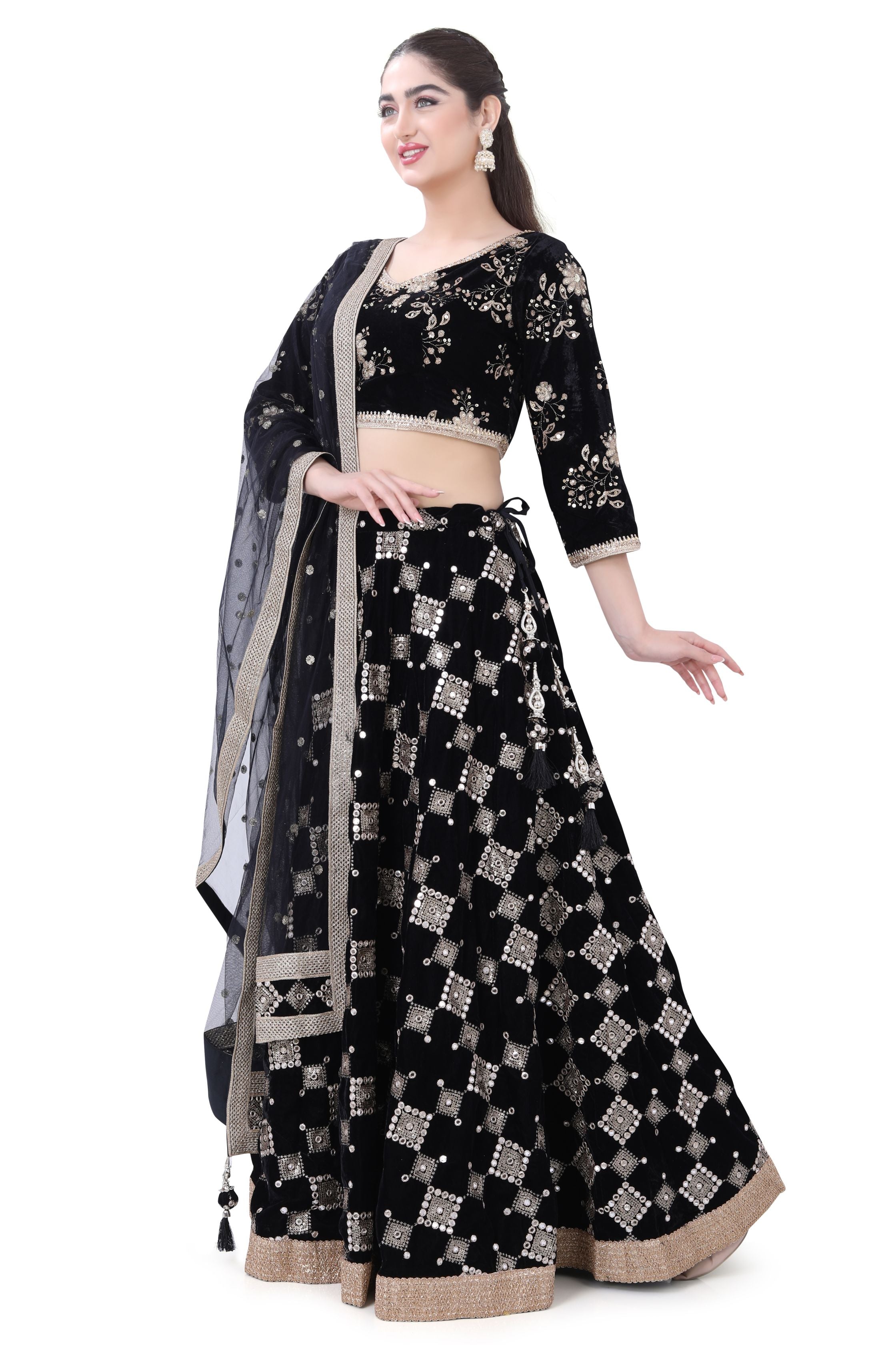 Black Velvet Lehenga Choli