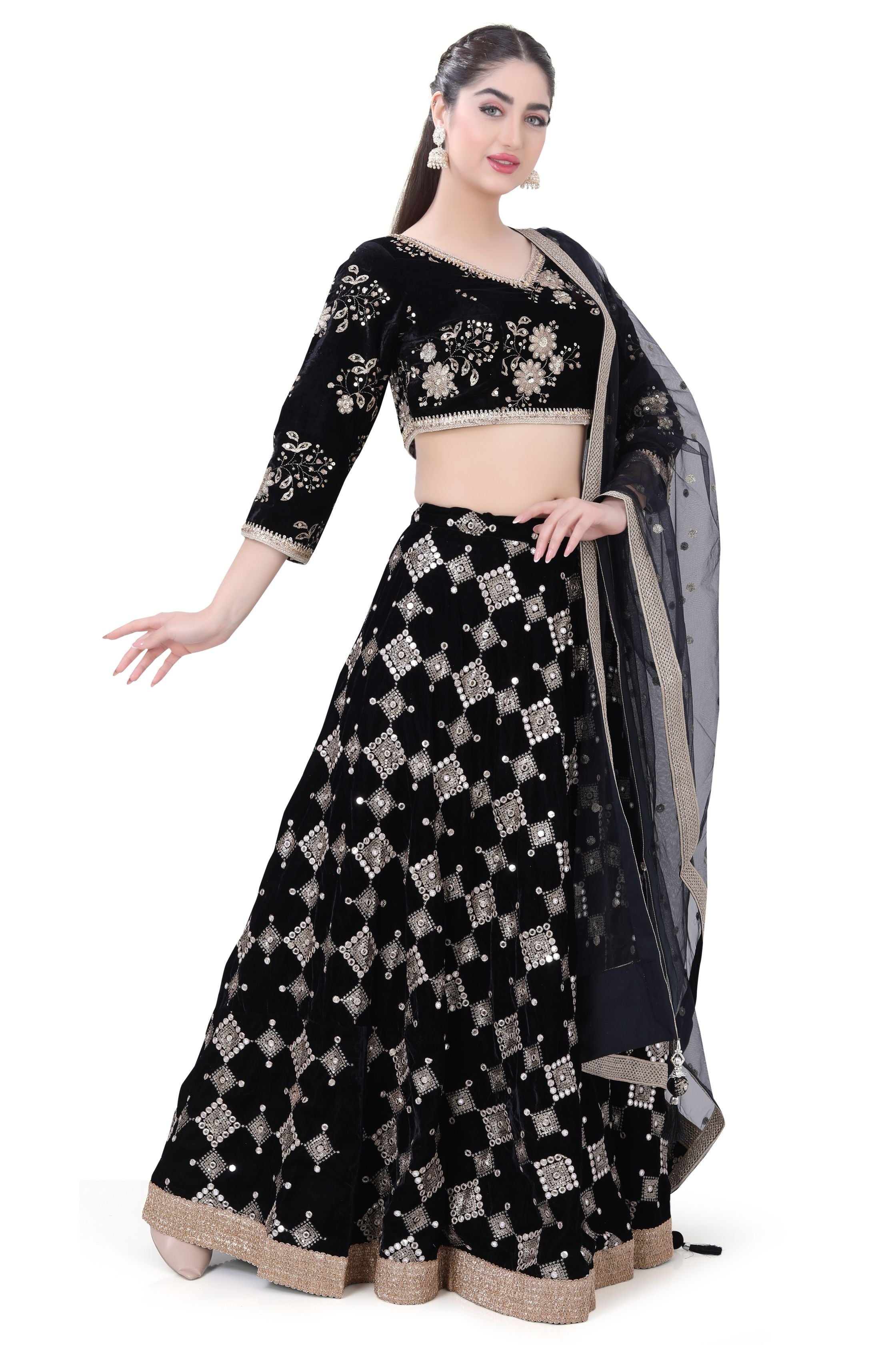 Black Velvet Lehenga Choli