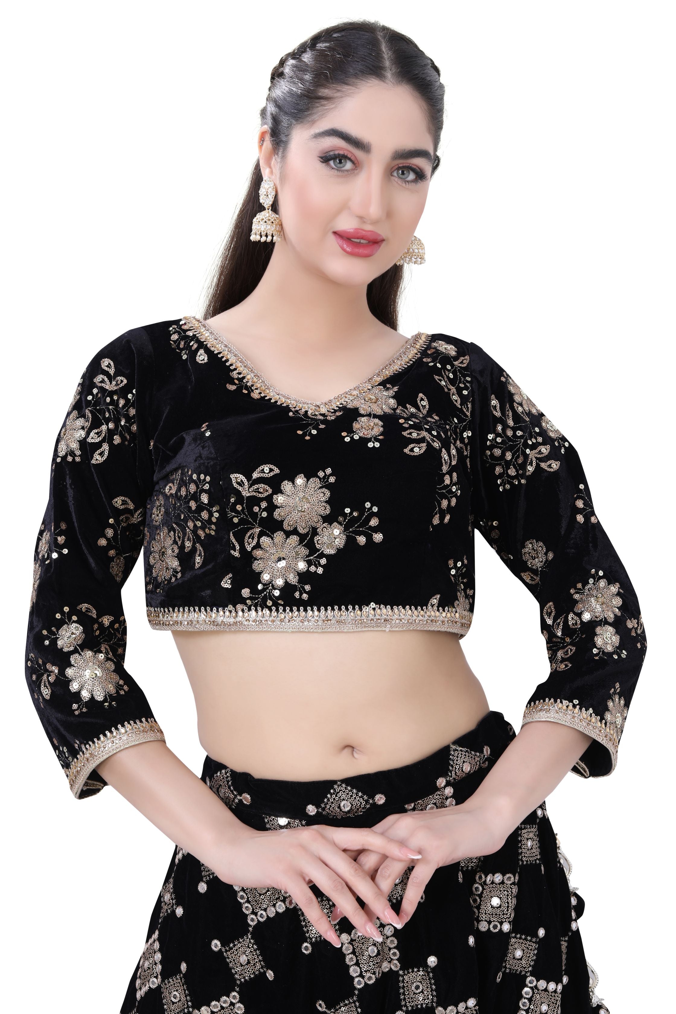 Black Velvet Lehenga Choli