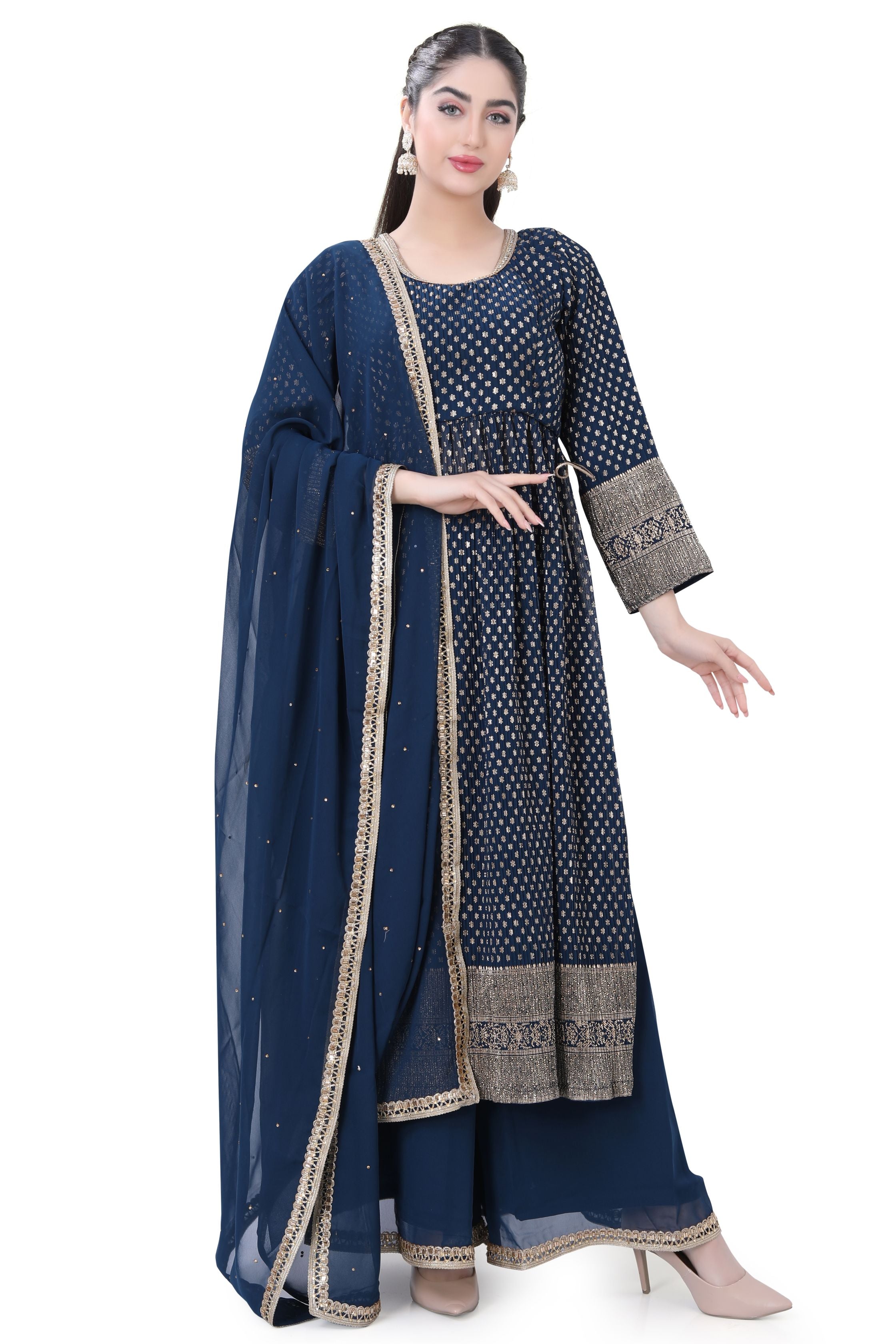 Peacock Blue Anarkali Dress