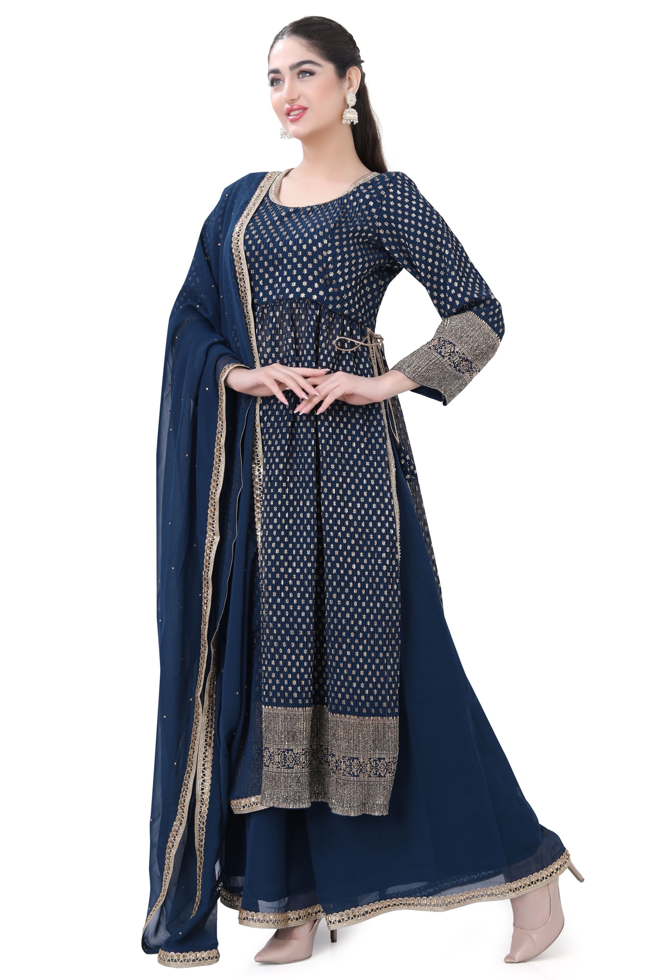 Peacock Blue Anarkali Dress