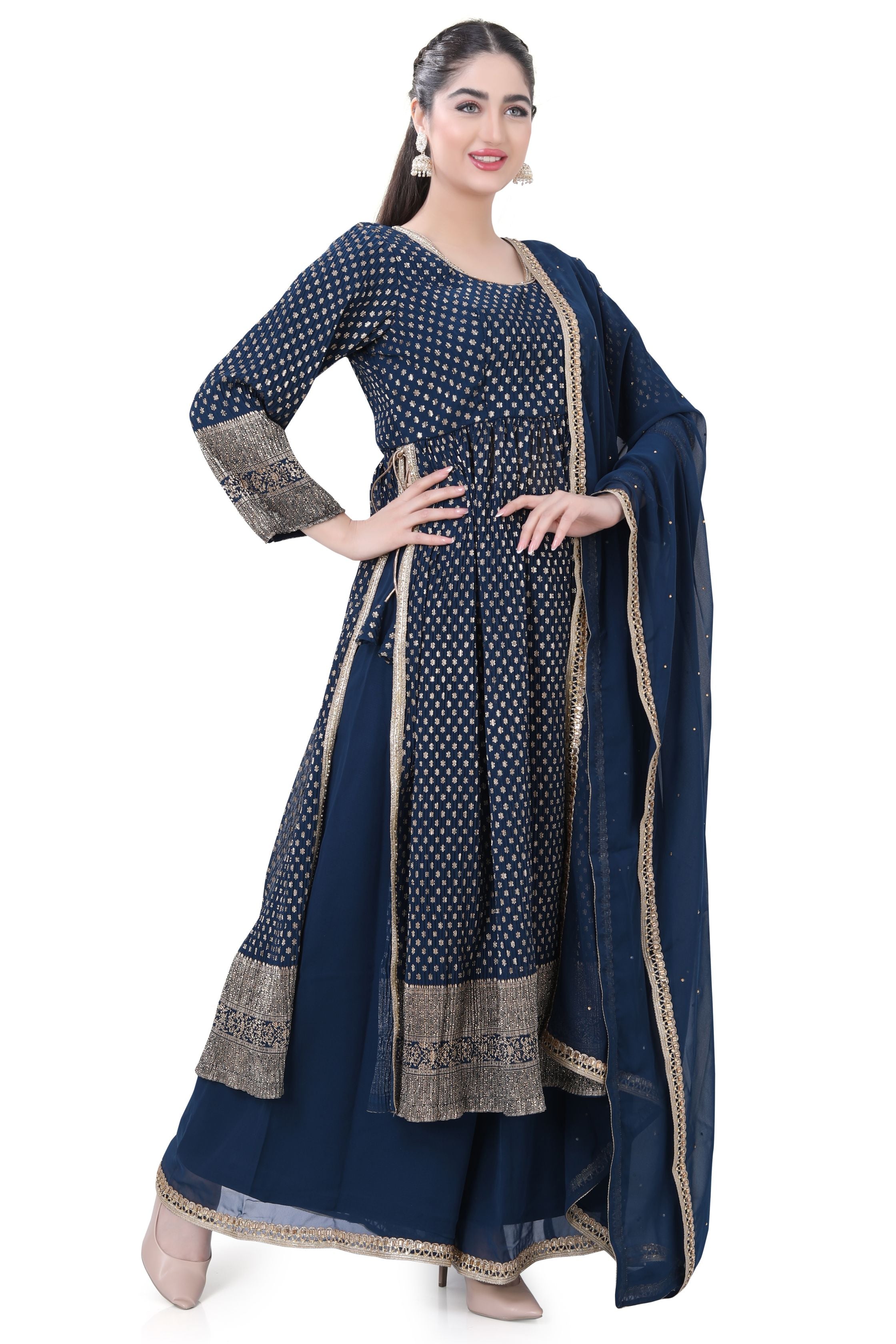 Peacock Blue Anarkali Dress