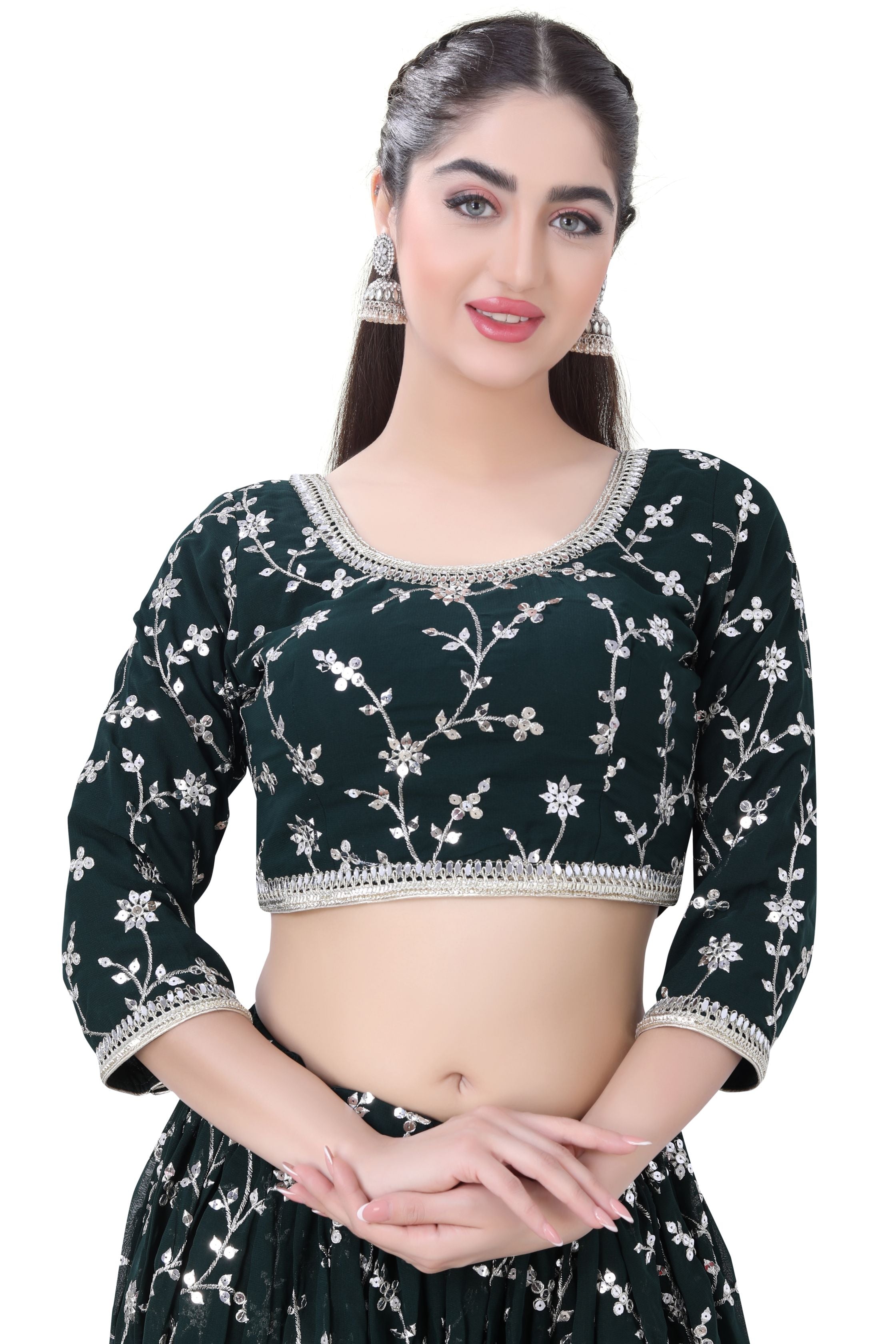 Green Embroidered Lehenga Choli