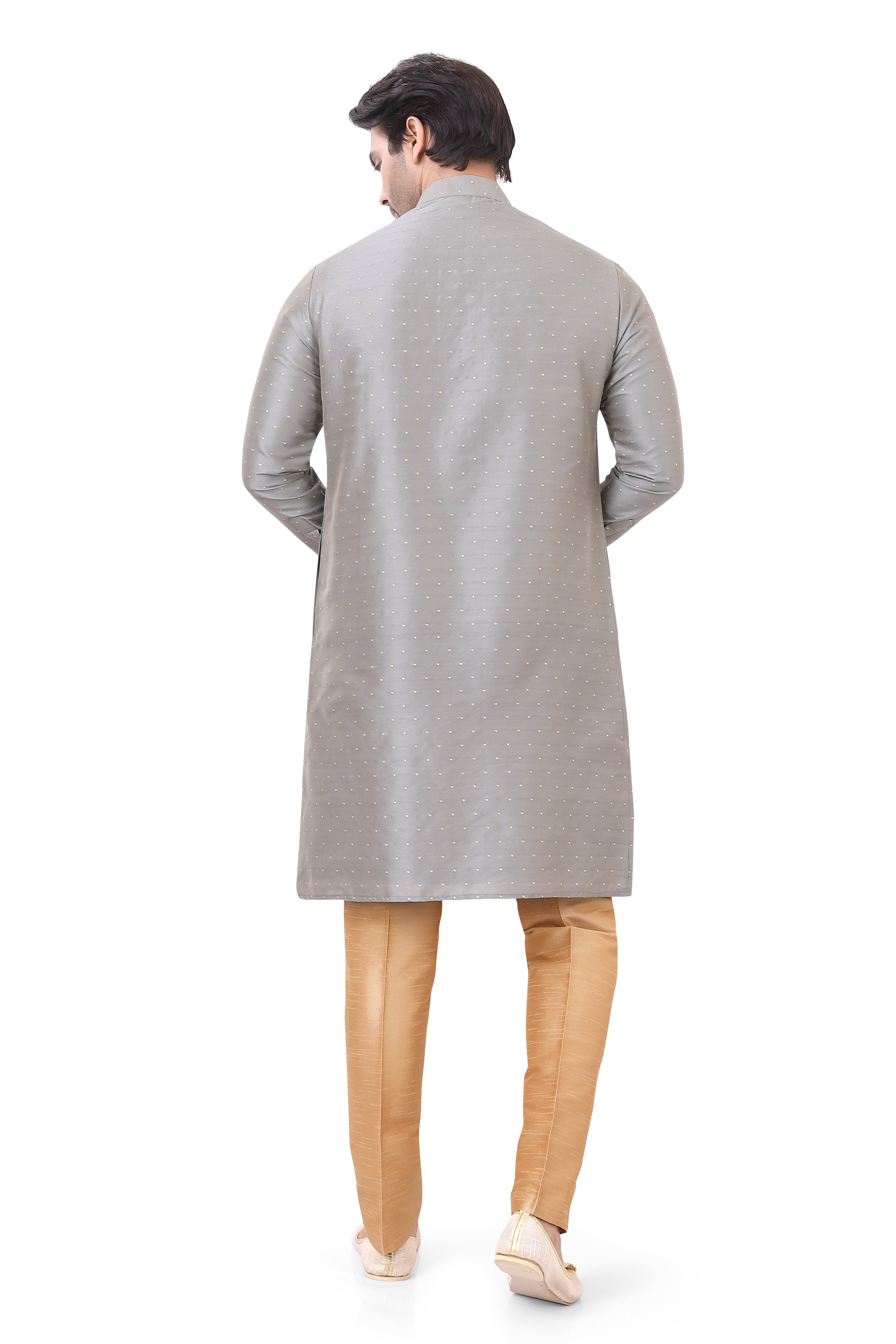 Plus Size Silk Kurta Pajama in Grey Colour - Premium kurta pajama from Dapper Ethnic - Just $75! Shop now at Dulhan Exclusives