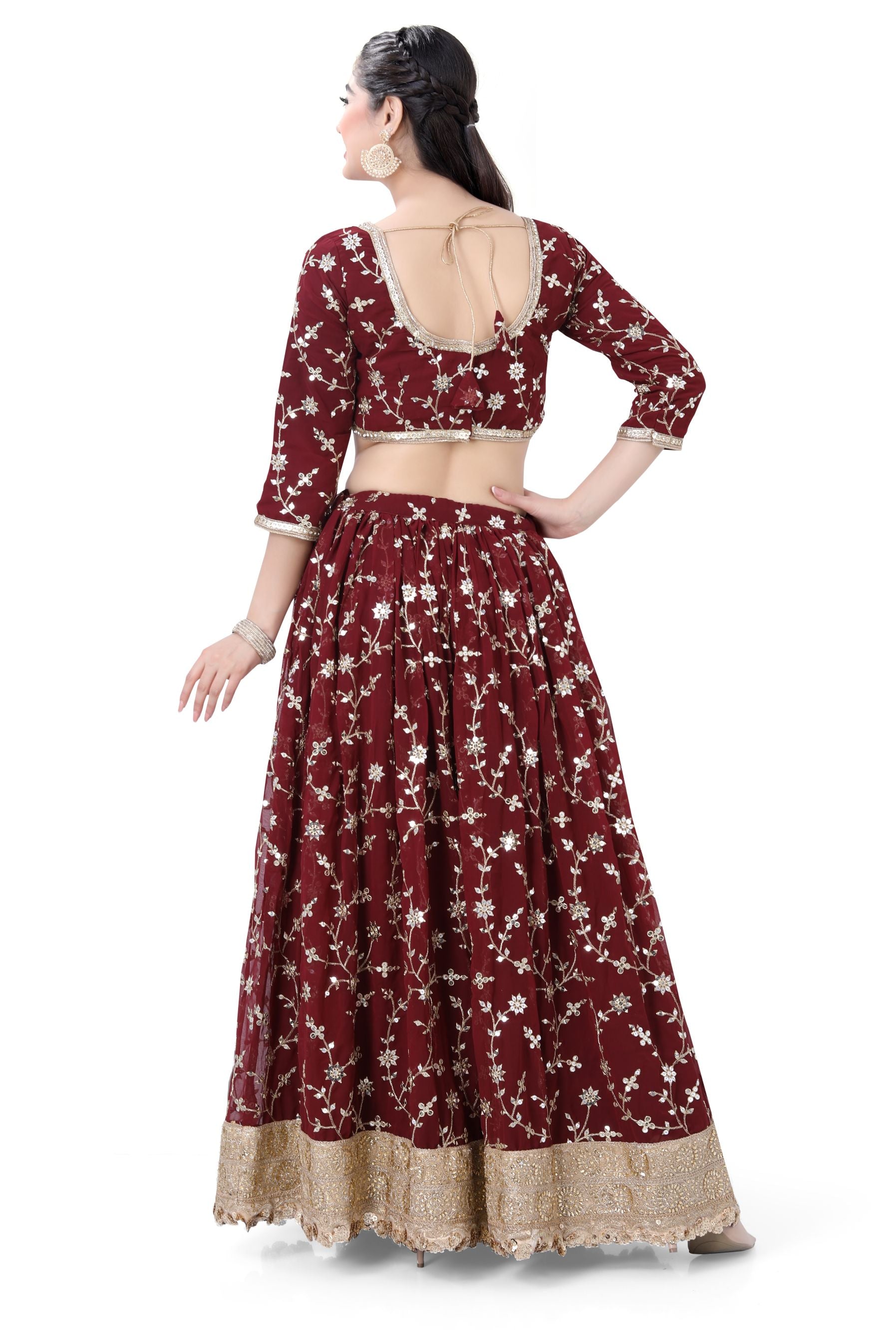 Maroon Embroidered Lehenga Choli