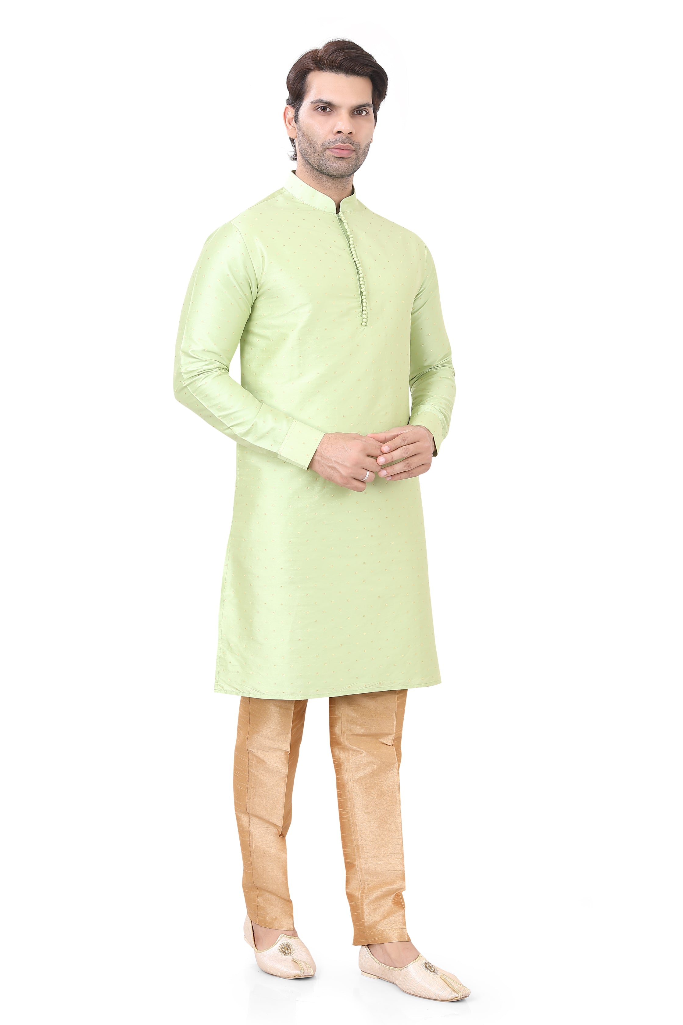 Plus Size Silk Kurta Pajama in Pista Green