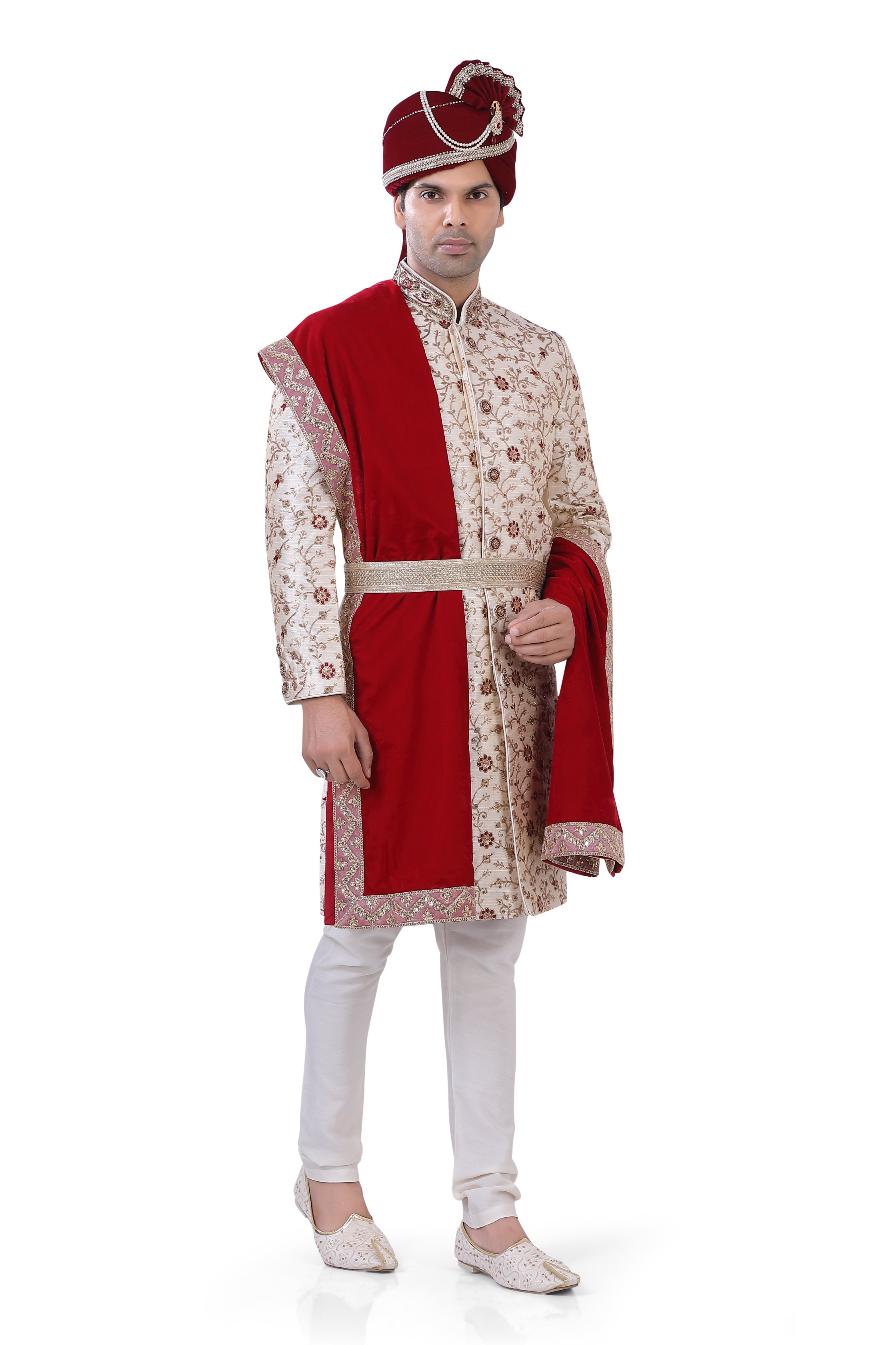 Off White Silk Sherwani  D NO.  DE-105