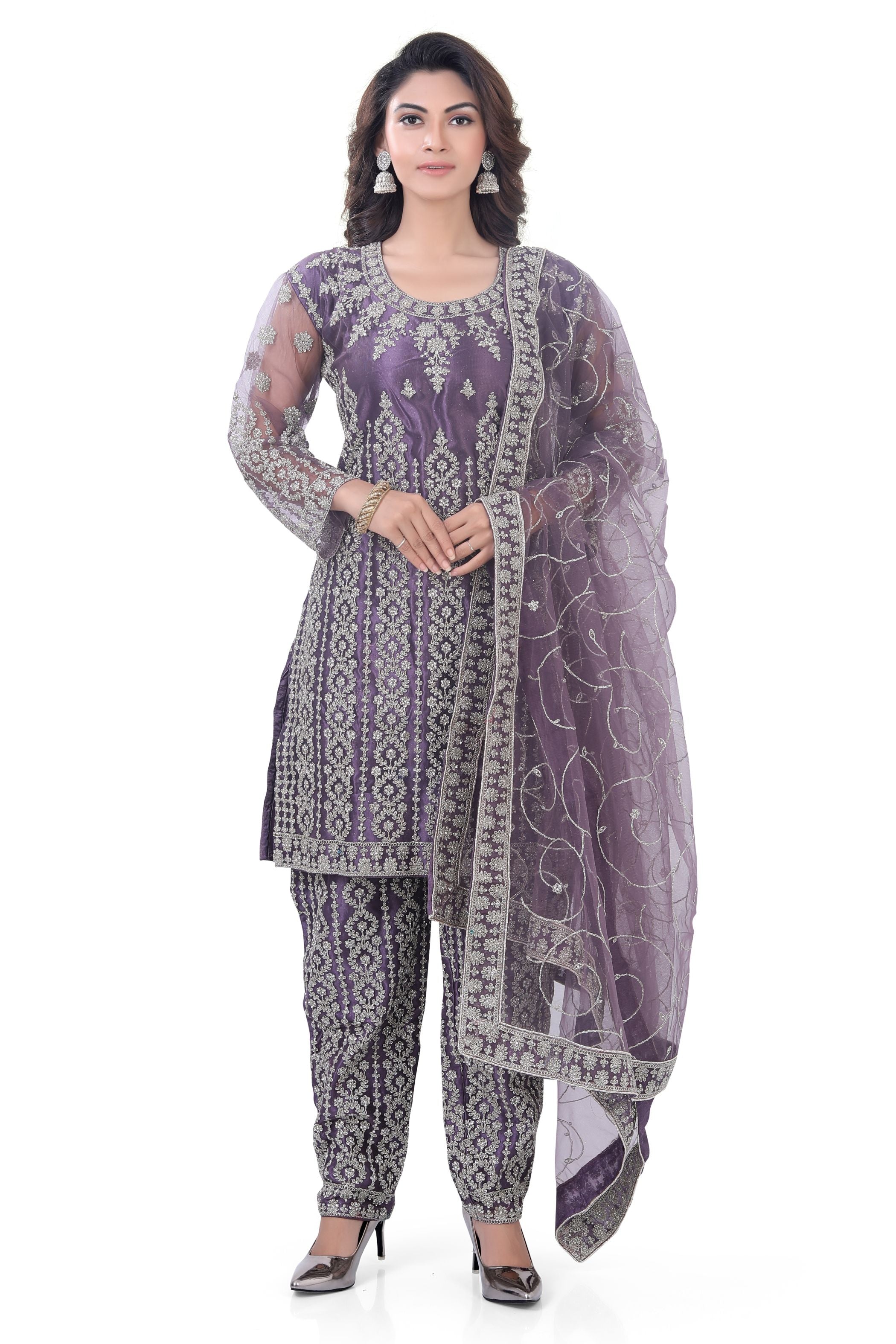 Violet Short Anarkali with Pencil Pant-1 - Premium Festive Wear from Dulhan Exclusives - Just $535! Shop now at Dulhan Exclusives