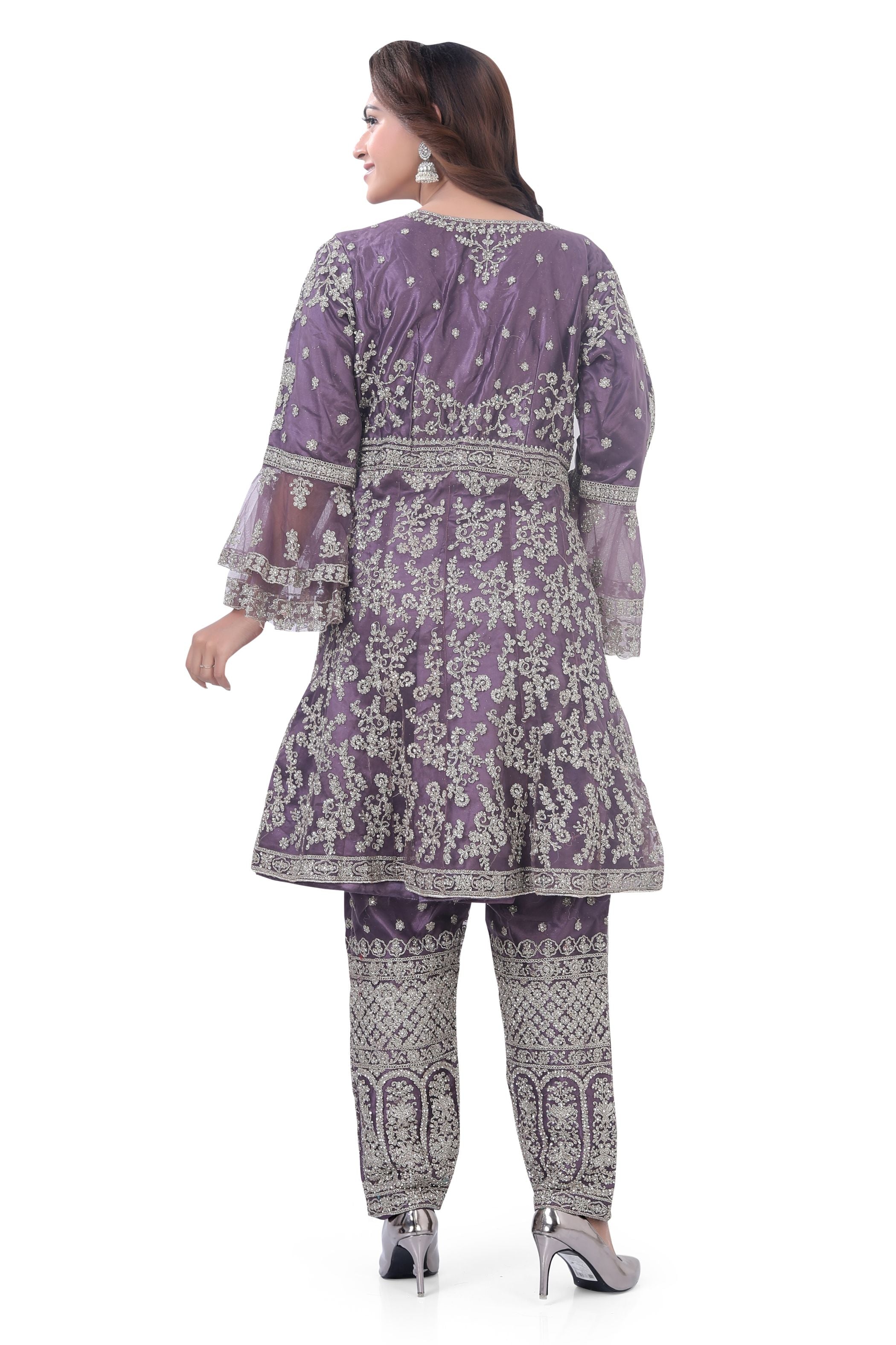 Violet Short Anarkali with Pencil Pant-2 - Premium Festive Wear from Dulhan Exclusives - Just $535! Shop now at Dulhan Exclusives