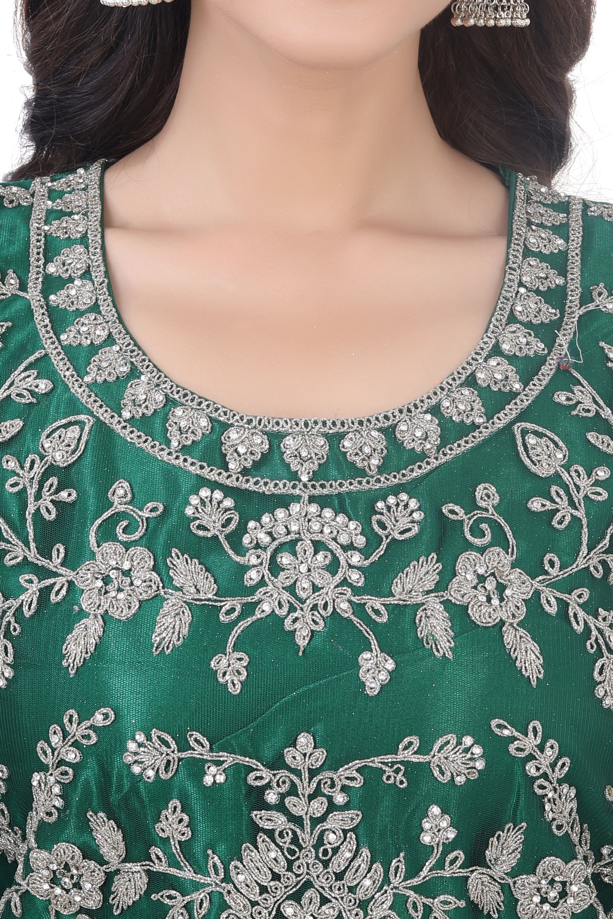 Green Short Anarkali with Pencil Pant-2