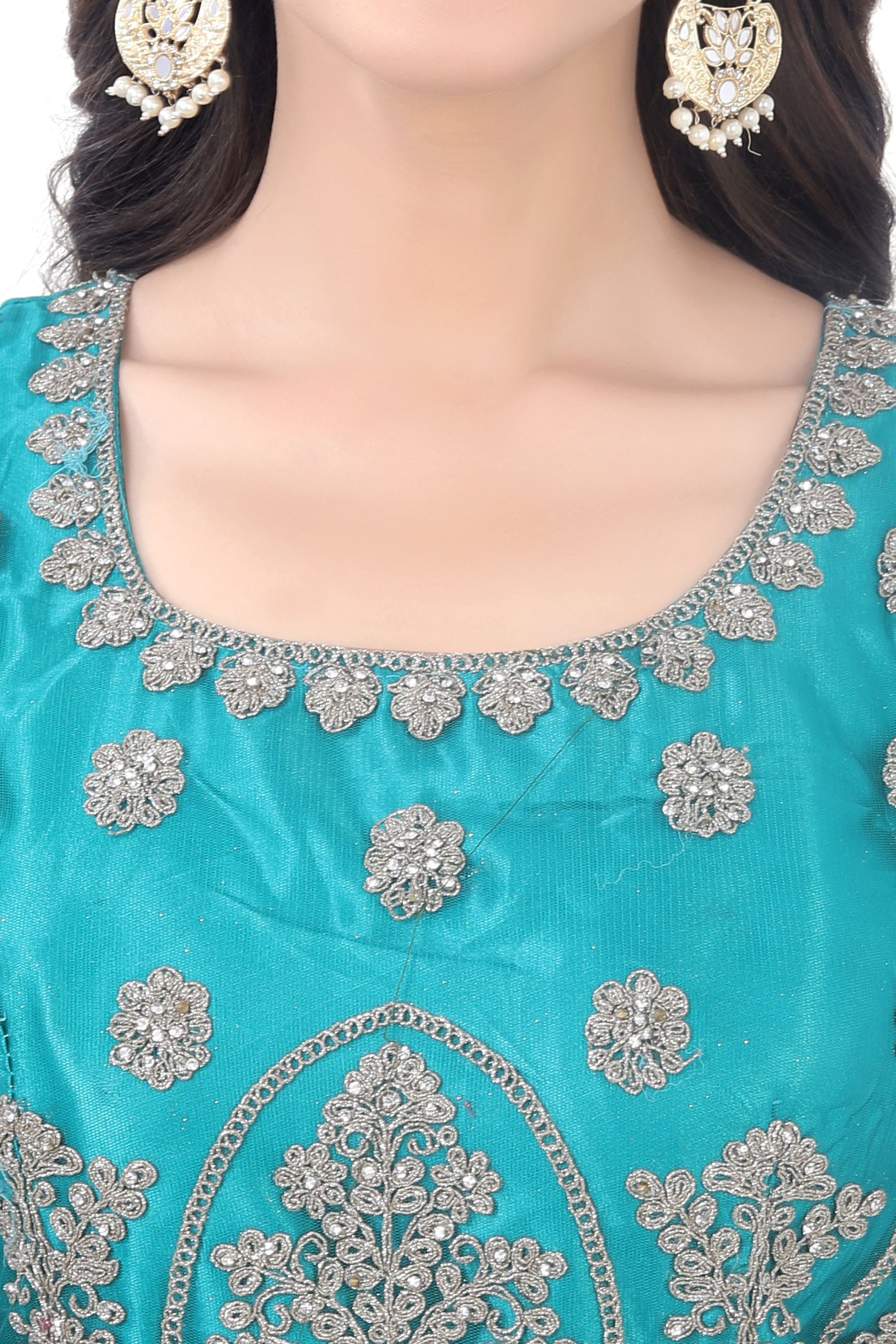 LIght Blue Short Anarkali with Pencil Pant-2