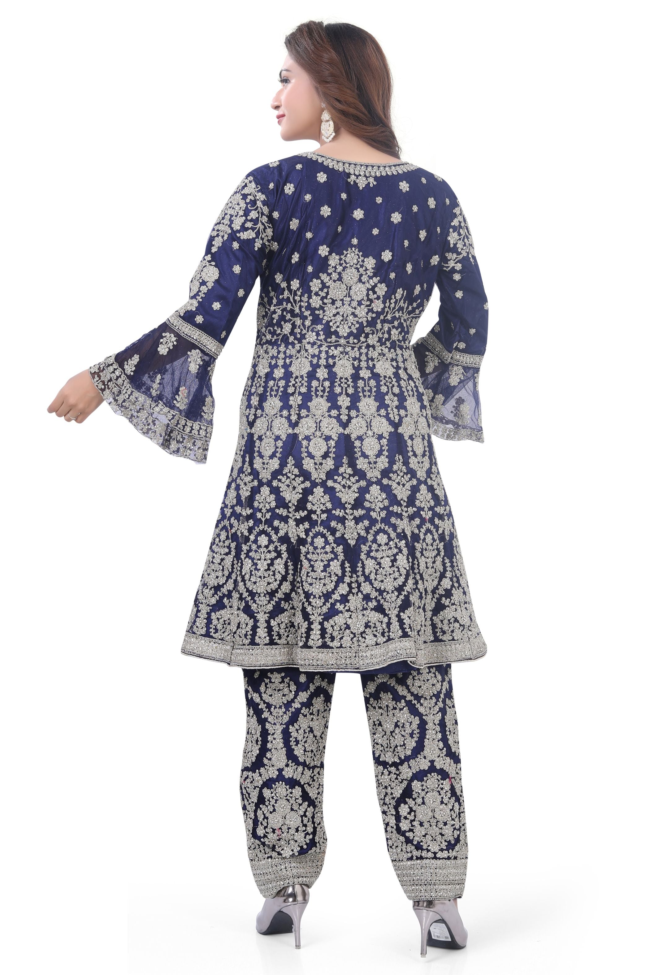 Indigo Short Anarkali with Pencil Pant-2