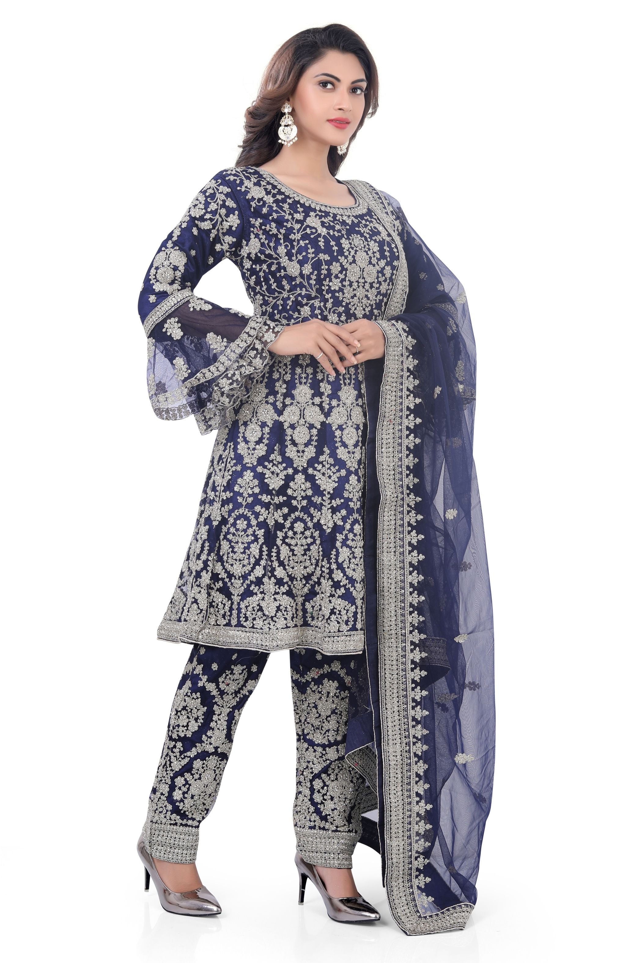 Indigo Short Anarkali with Pencil Pant-2