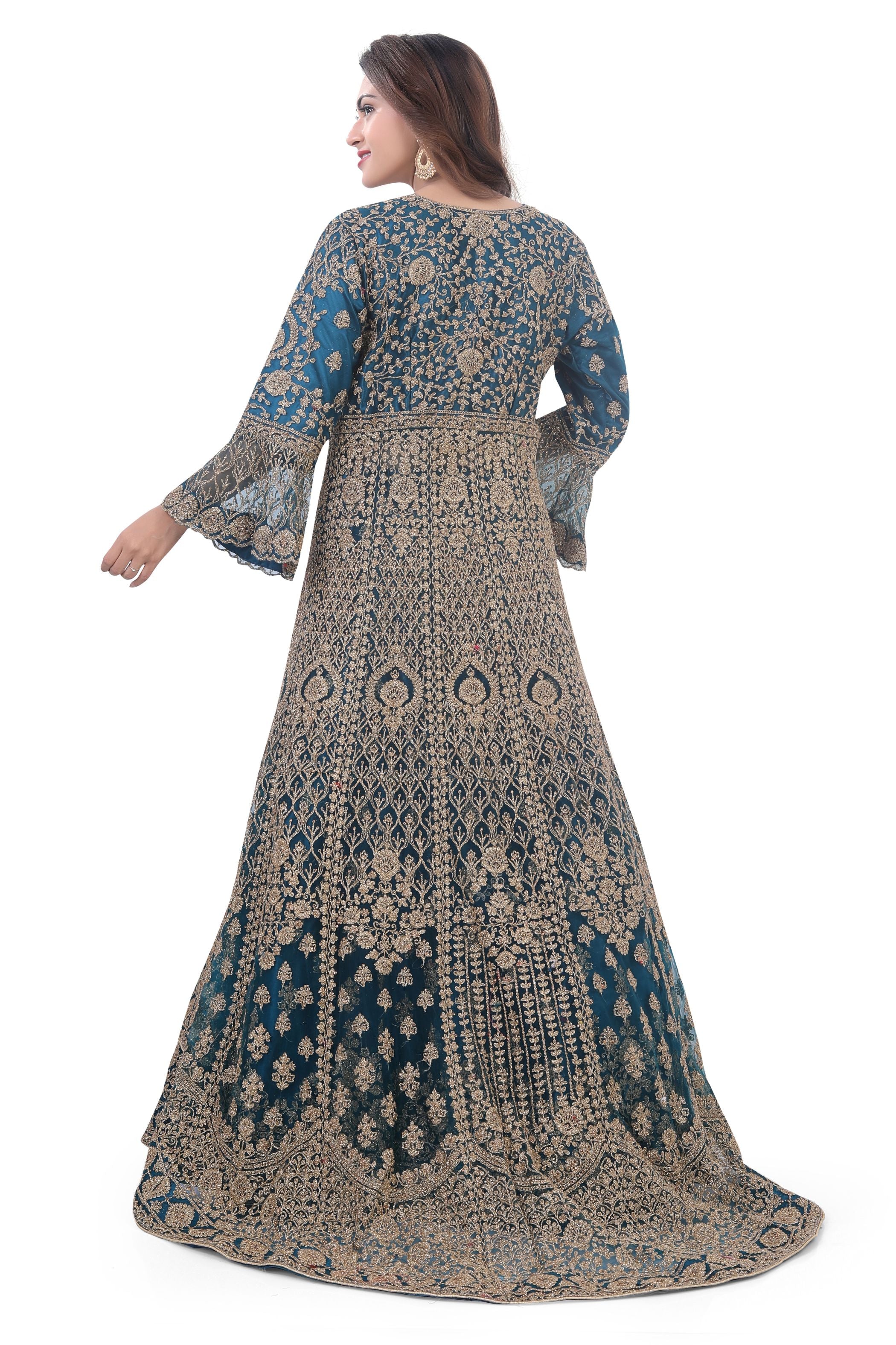 Peacock Blue Indo Western Dress - Premium Festive Wear from Dulhan Exclusives - Just $985! Shop now at Dulhan Exclusives