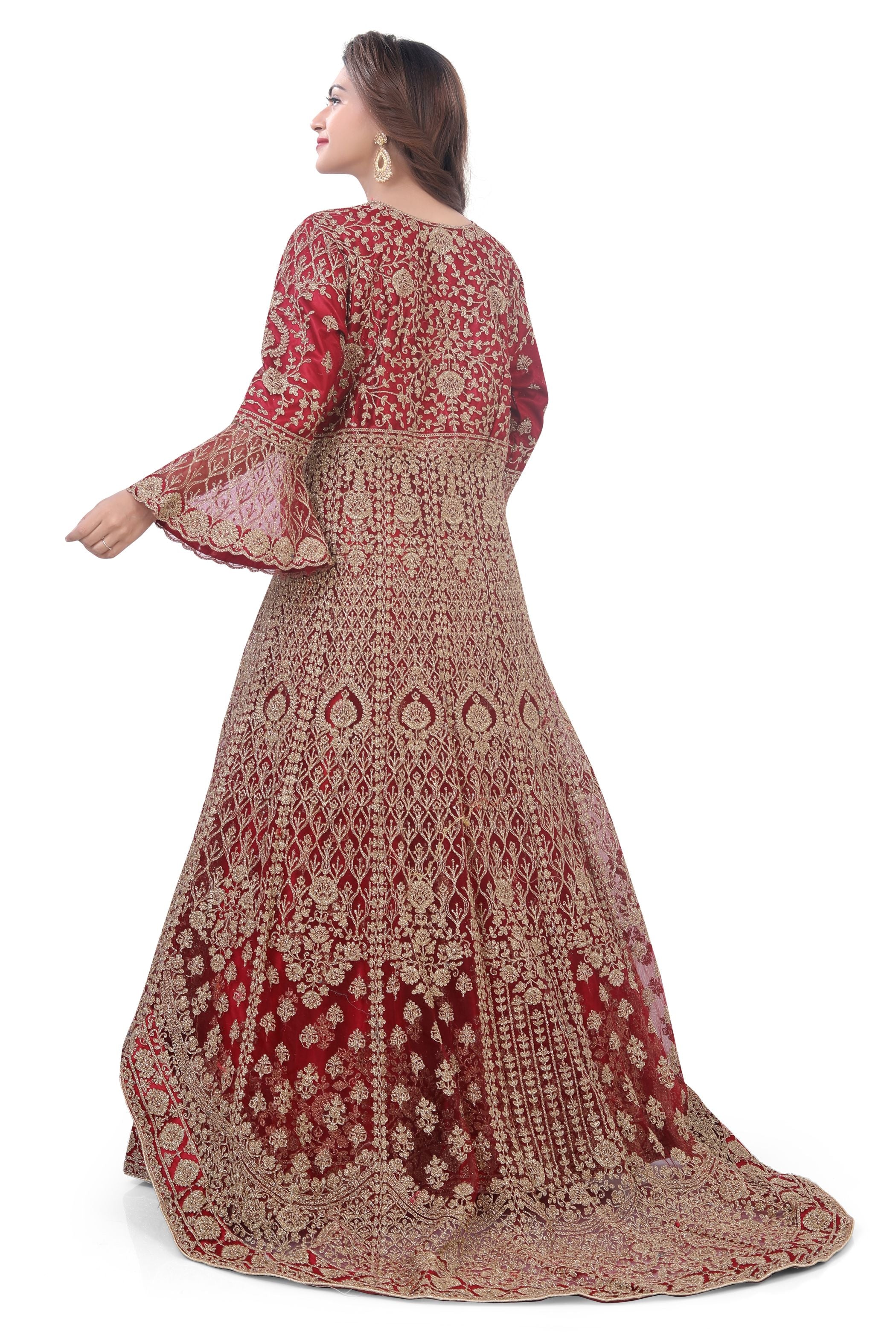 Red Indo Western Dress-2