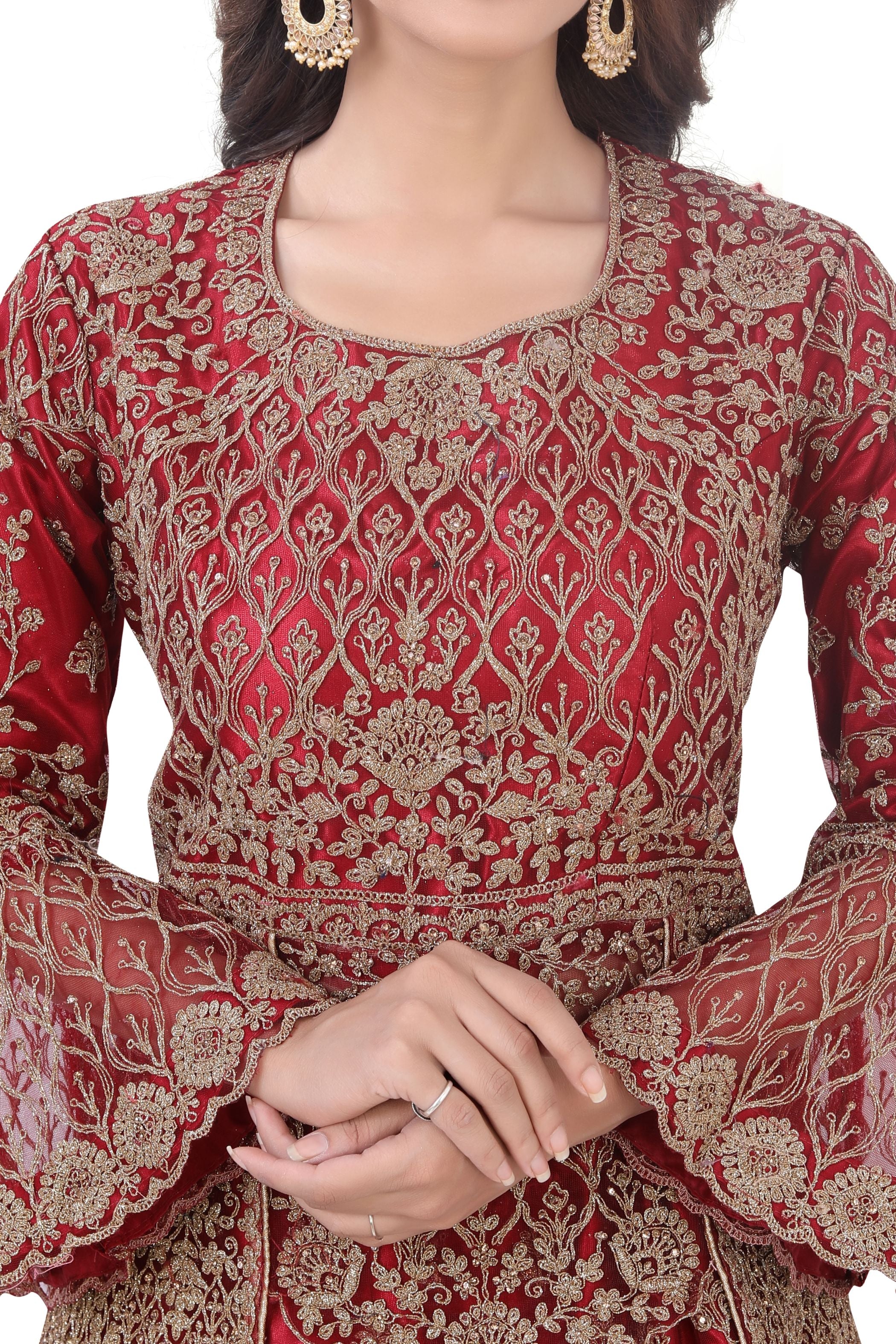 Red Indo Western Dress-2