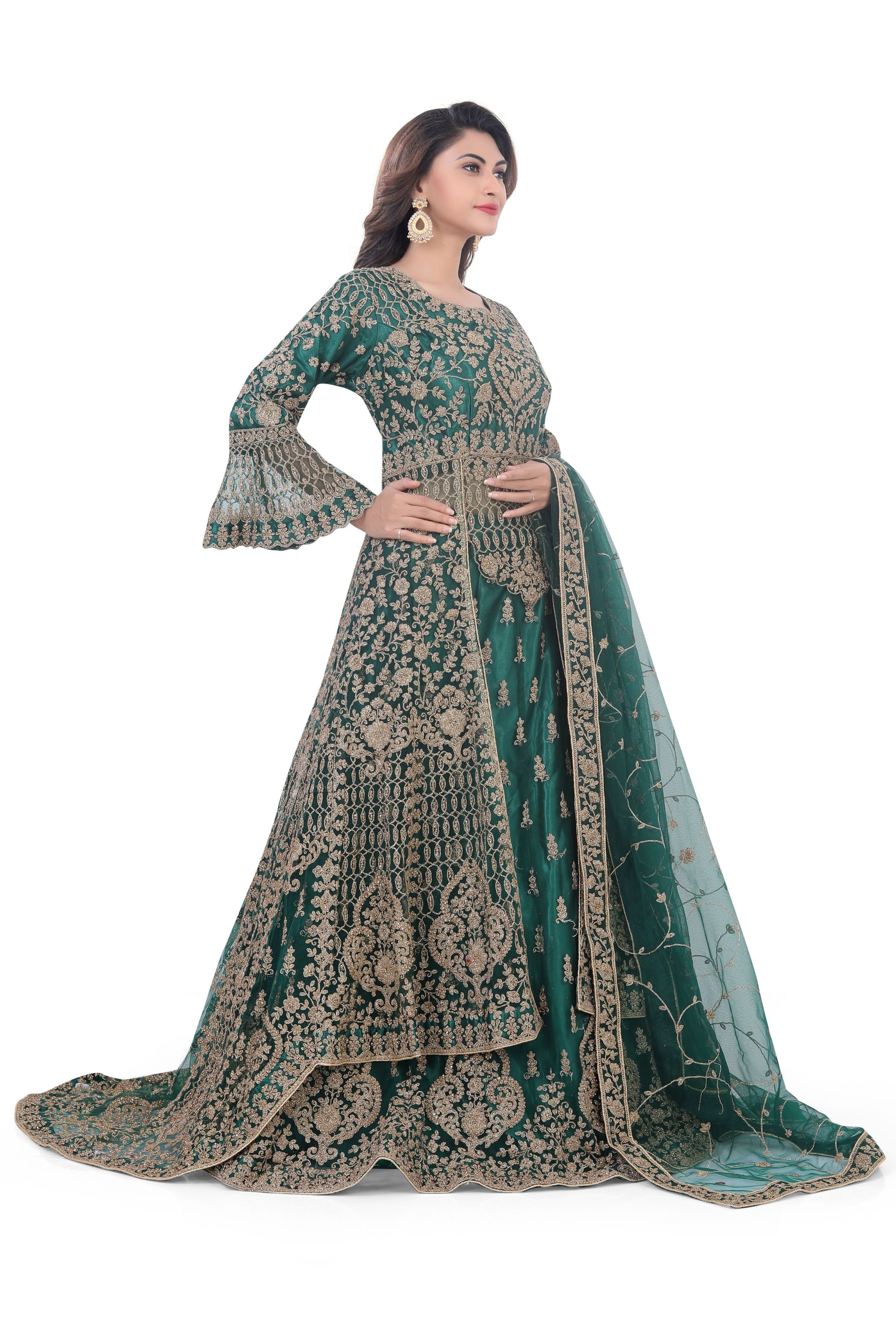 Green Indo Western Dress