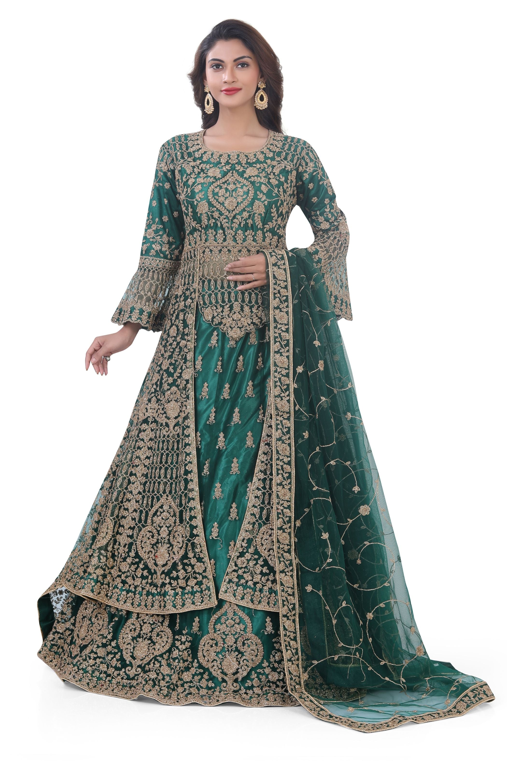 Green Indo Western Dress: Festive Wear by Dulhan Exclusives Green Indo Western Dress: Festive Wear by Dulhan Exclusives