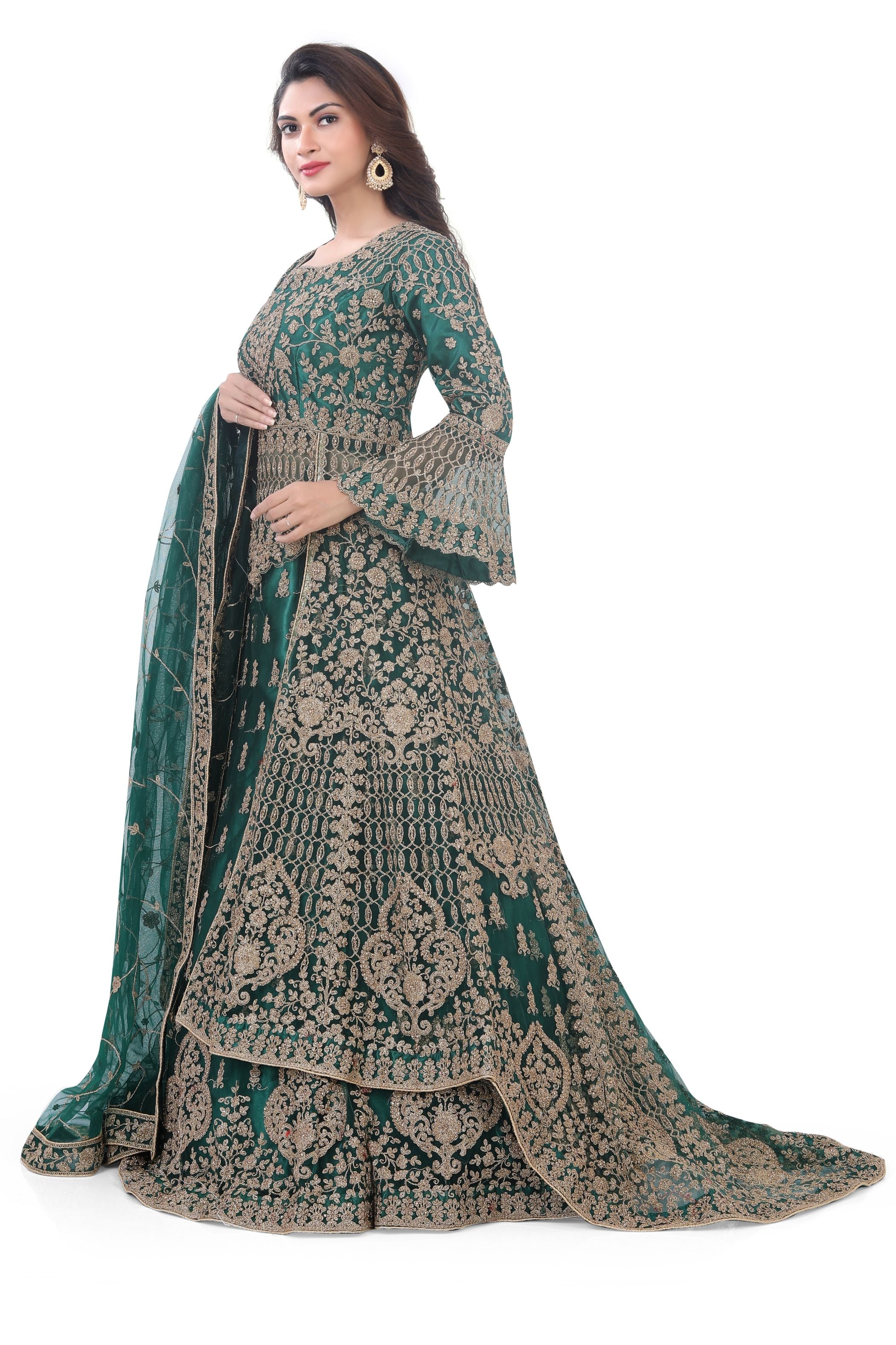 Green Indo Western Dress