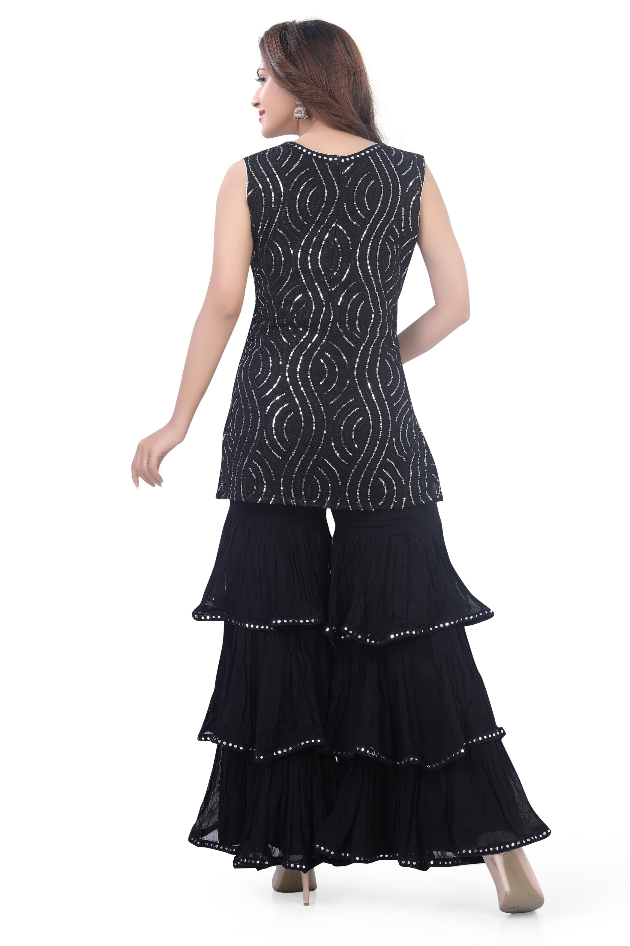 Black Georgette Gharara Suit