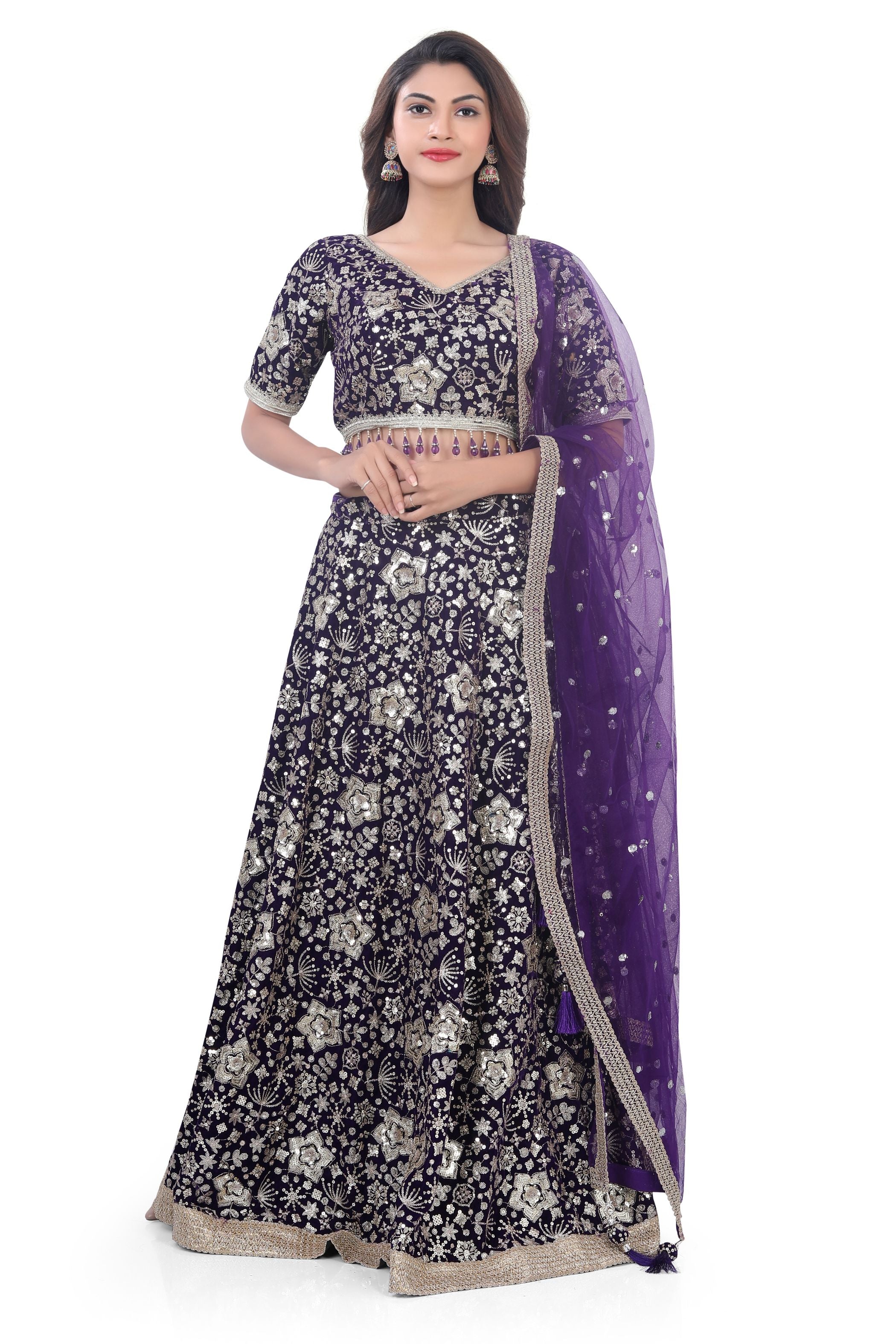 Violet-Jaal Embroidery Lehenga Choli