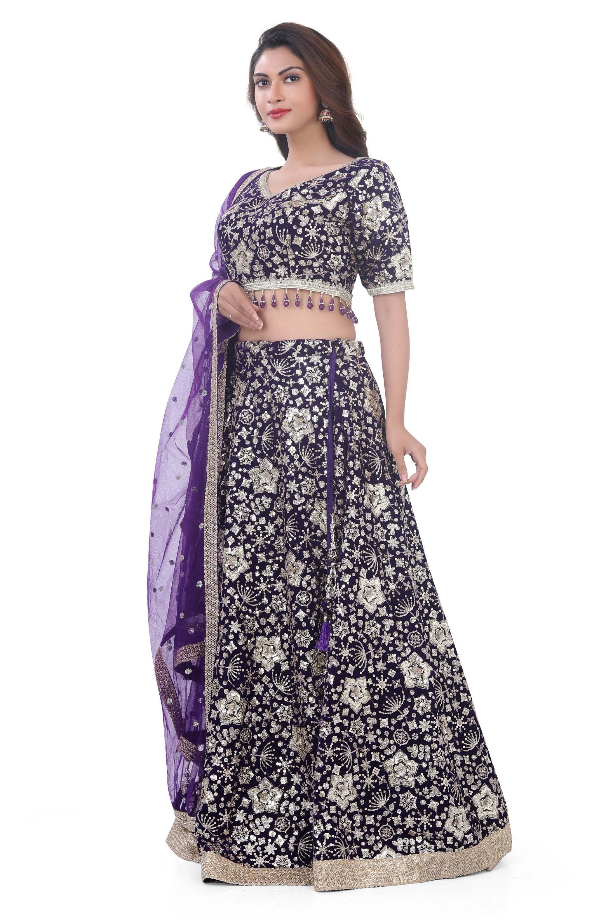 Violet-Jaal Embroidery Lehenga Choli