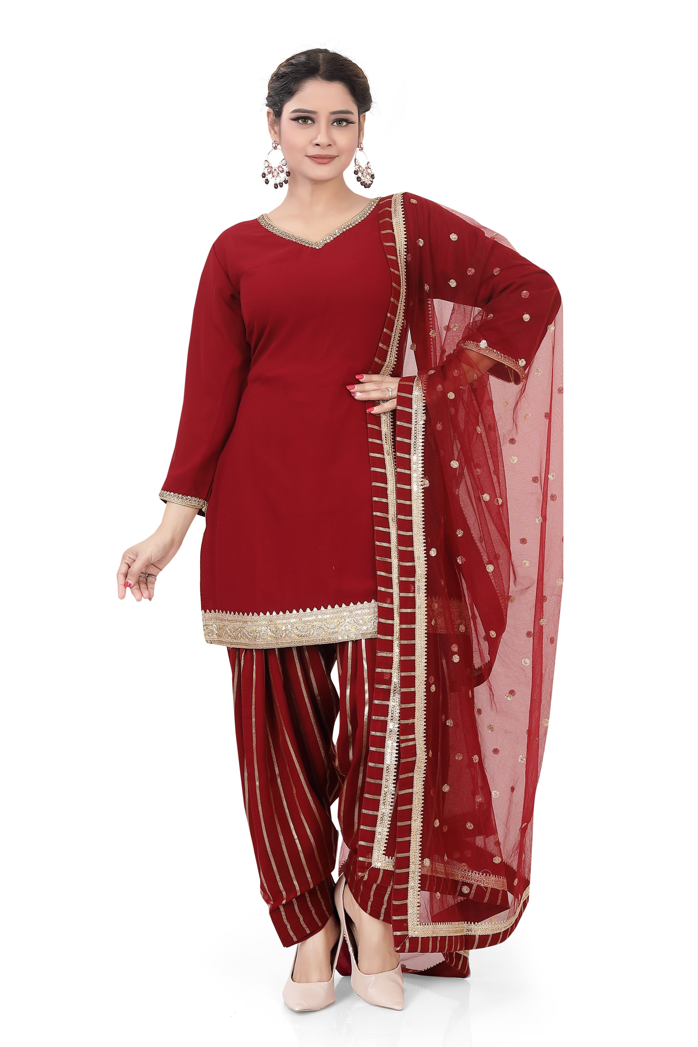 Maroon Colour-Top Dhoti Suit - Premium Festive Wear from Dulhan Exclusives - Just $149! Shop now at Dulhan Exclusives