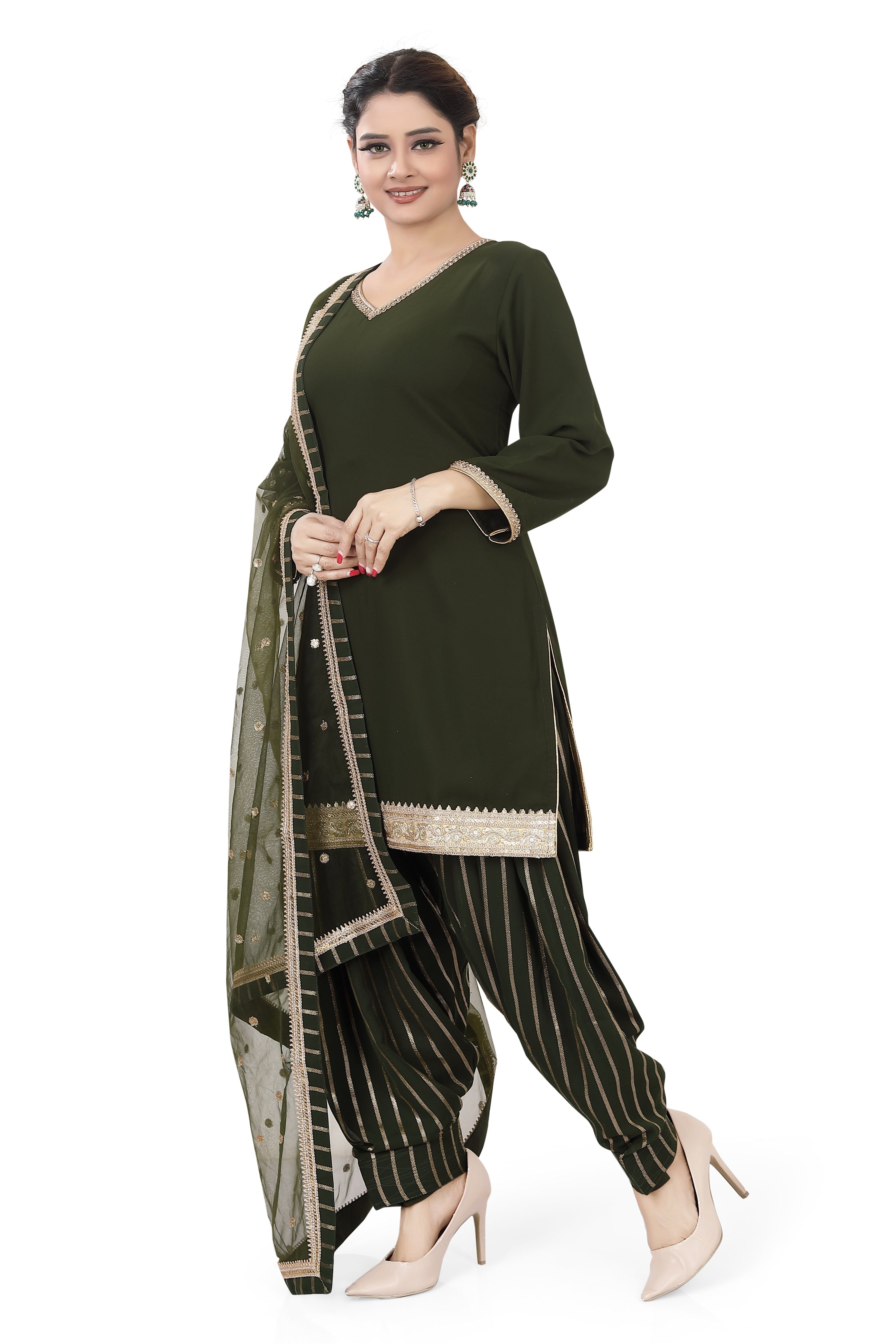 Olive Green Colour Top Dhoti Suit - Premium Festive Wear from Dulhan Exclusives - Just $149! Shop now at Dulhan Exclusives