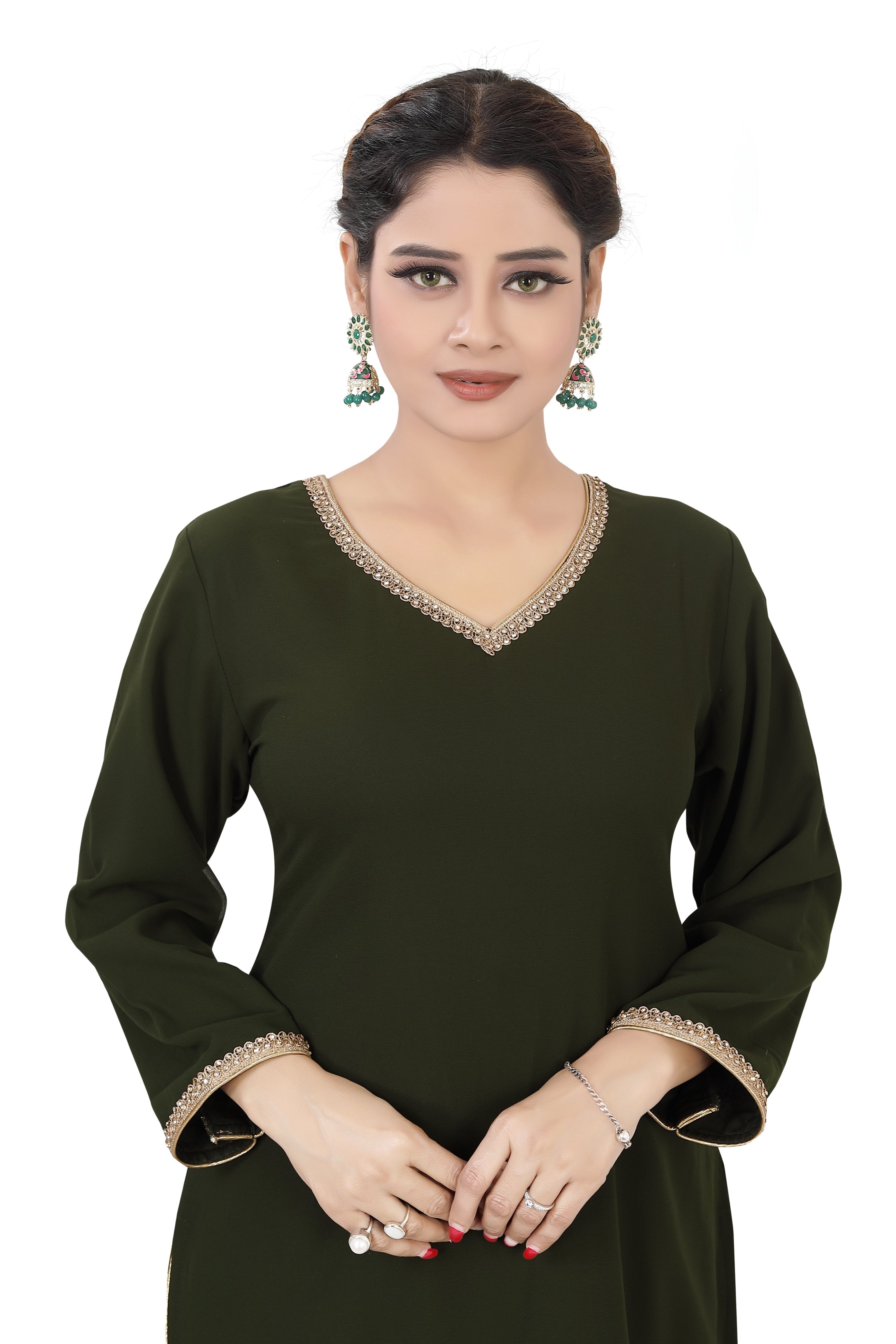 Olive Green Colour Top Dhoti Suit