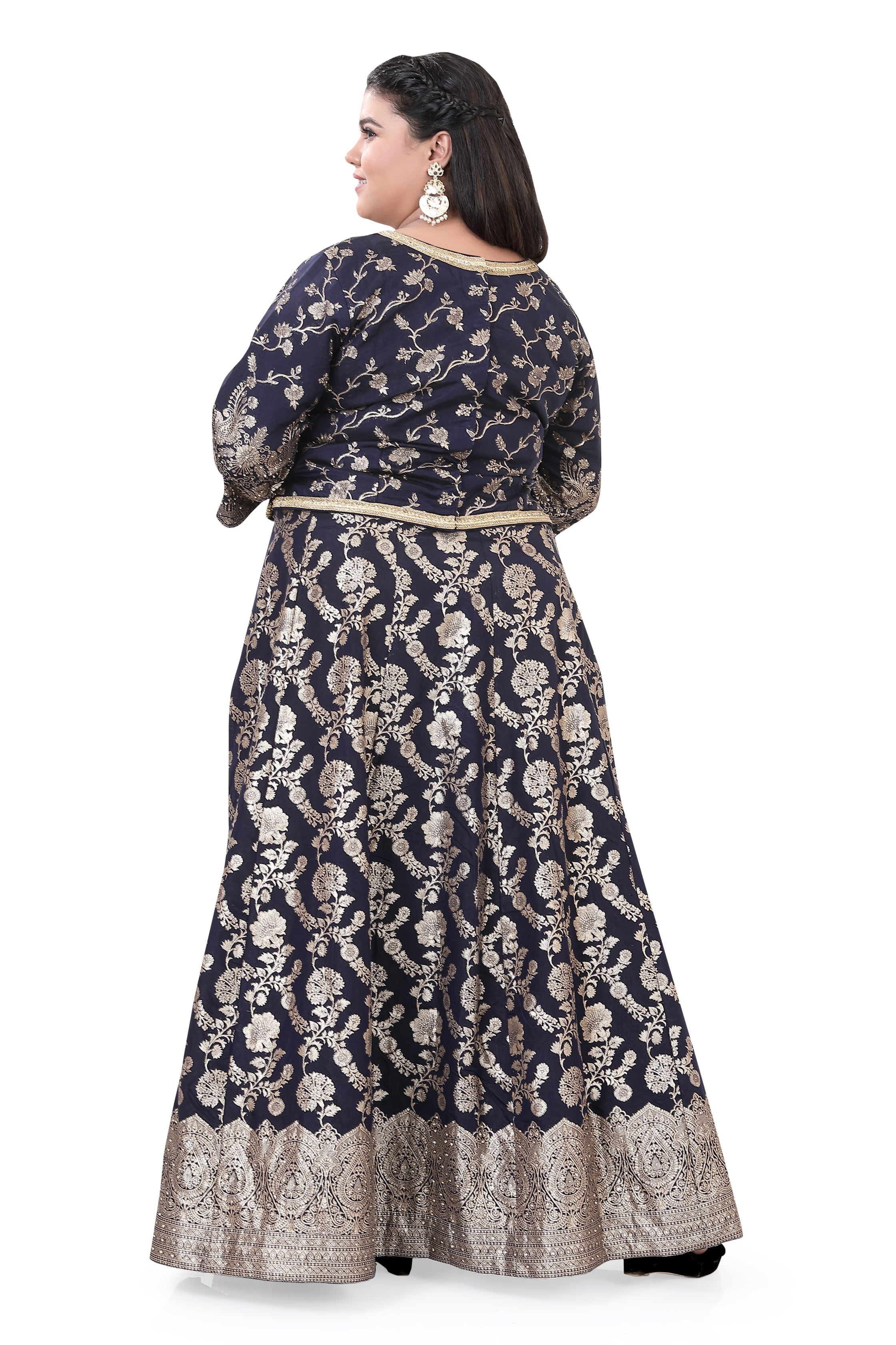 Indo Western Navy Blue Lehenga Choli - Premium Partywear Lehenga from Dulhan Exclusives - Just $295! Shop now at Dulhan Exclusives