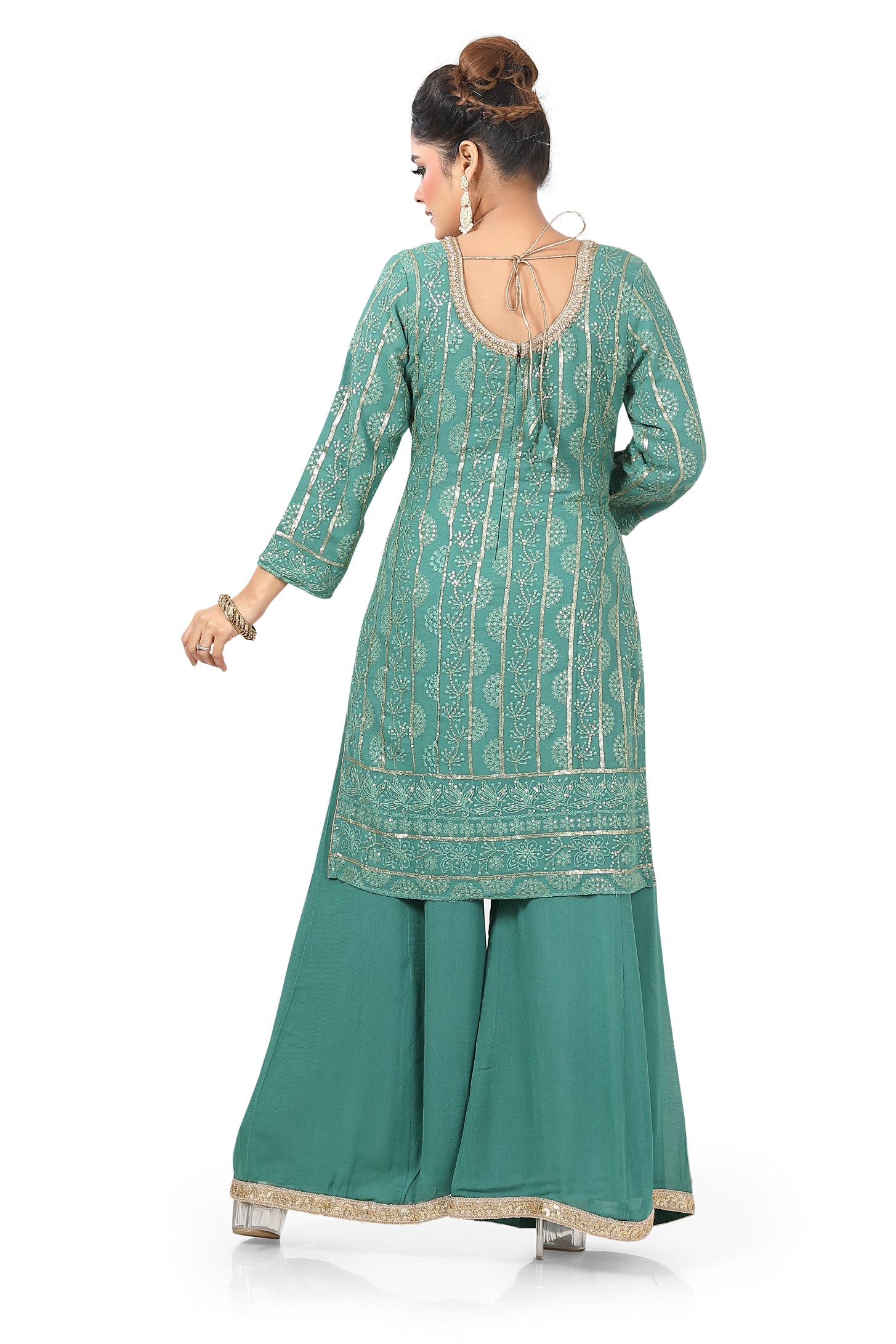 Green Lucknowi Palazzo Set