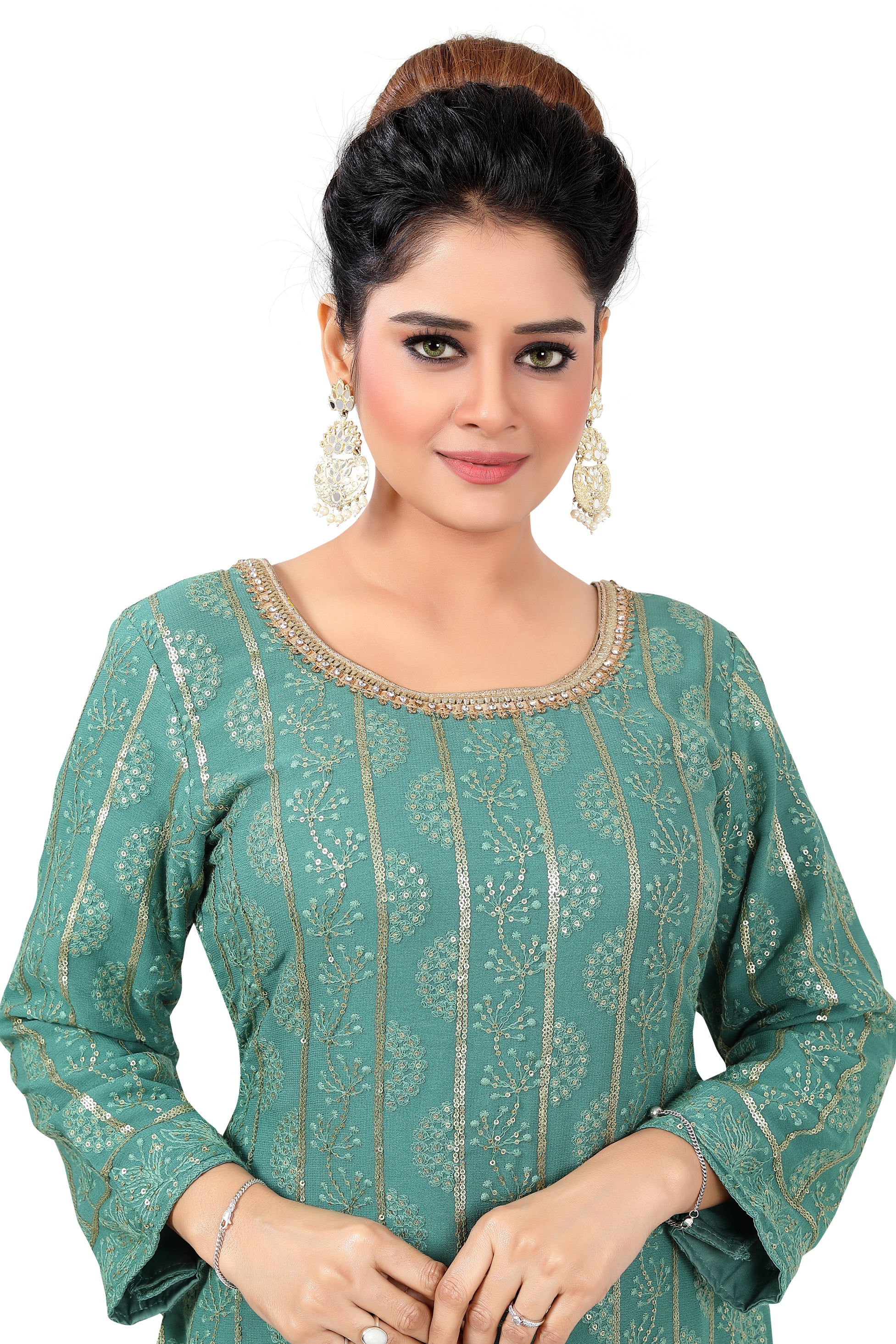 Green Lucknowi Palazzo Set