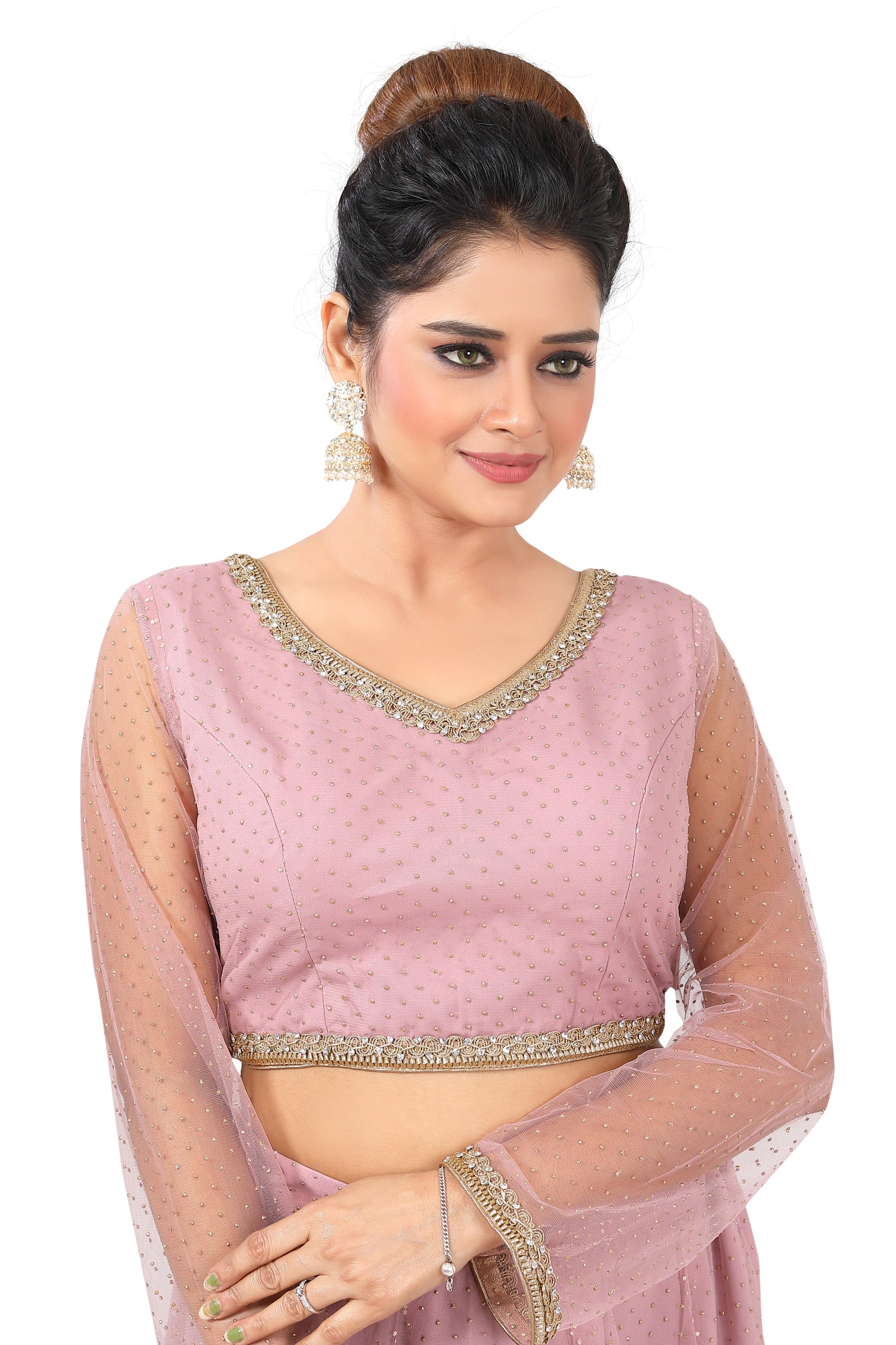 Dusty Pink Net Lehenga Choli