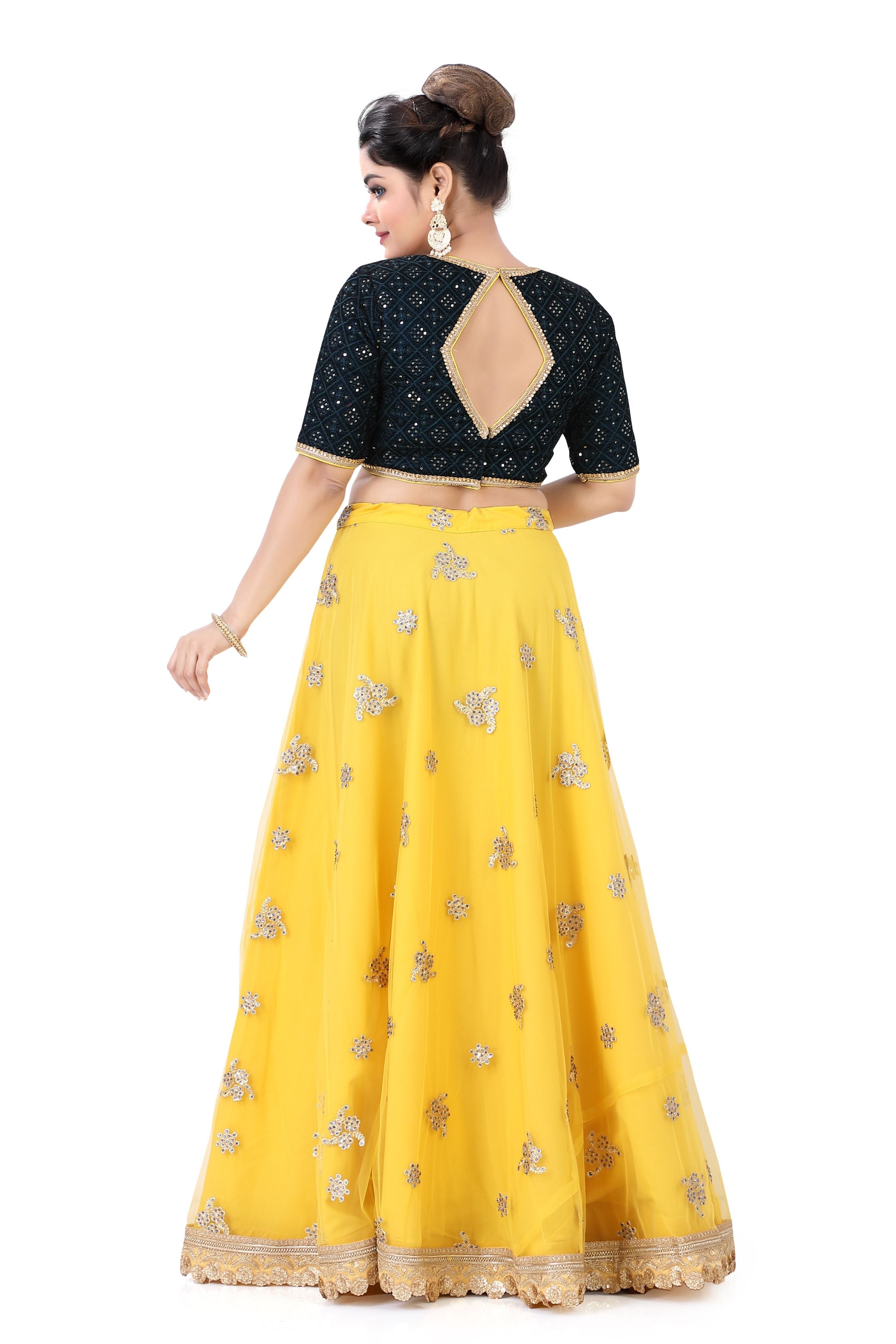 Yellow Brocade Lehenga Choli