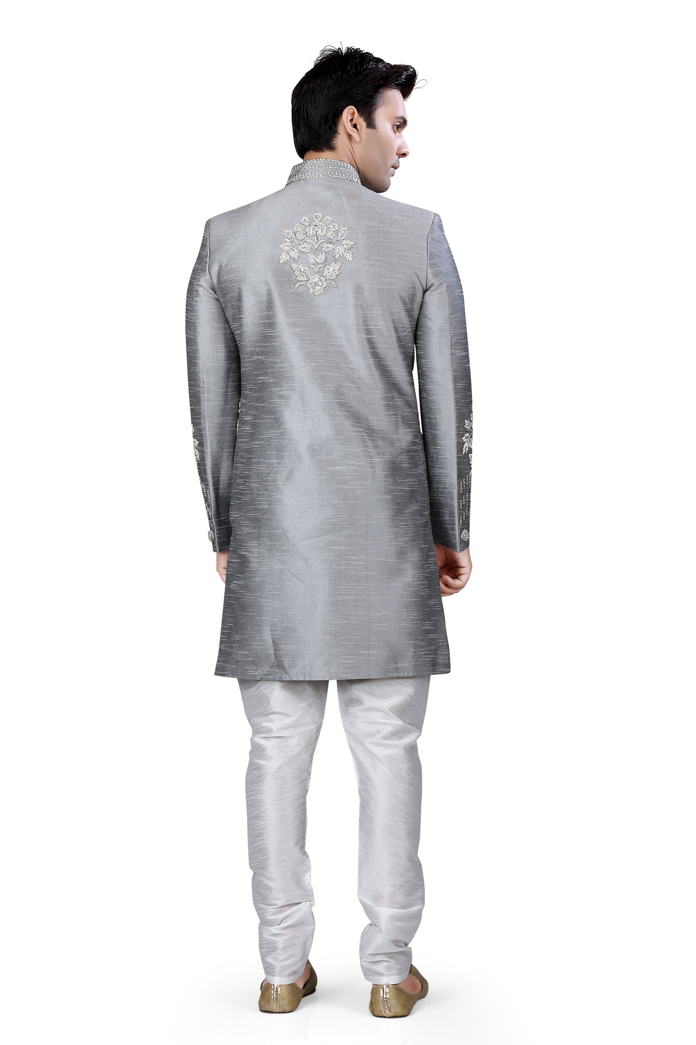 Grey Silk Sherwani  D NO.  HW-3