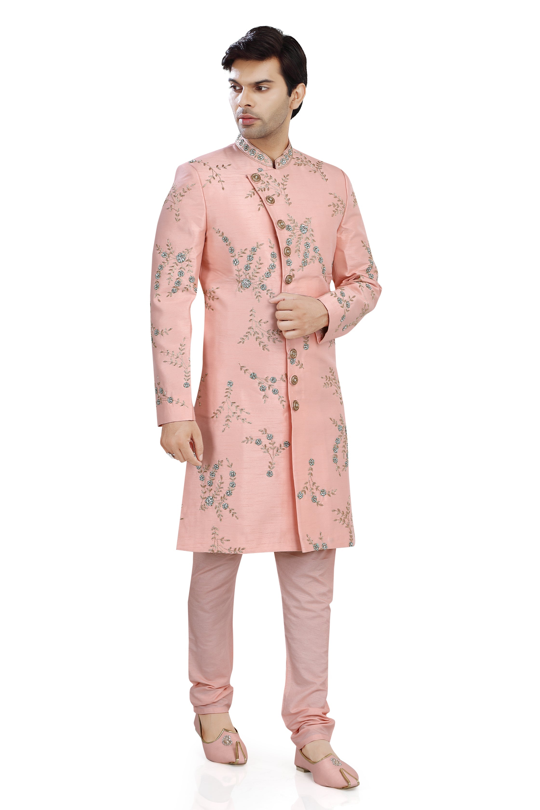 Silk Sherwani in pink