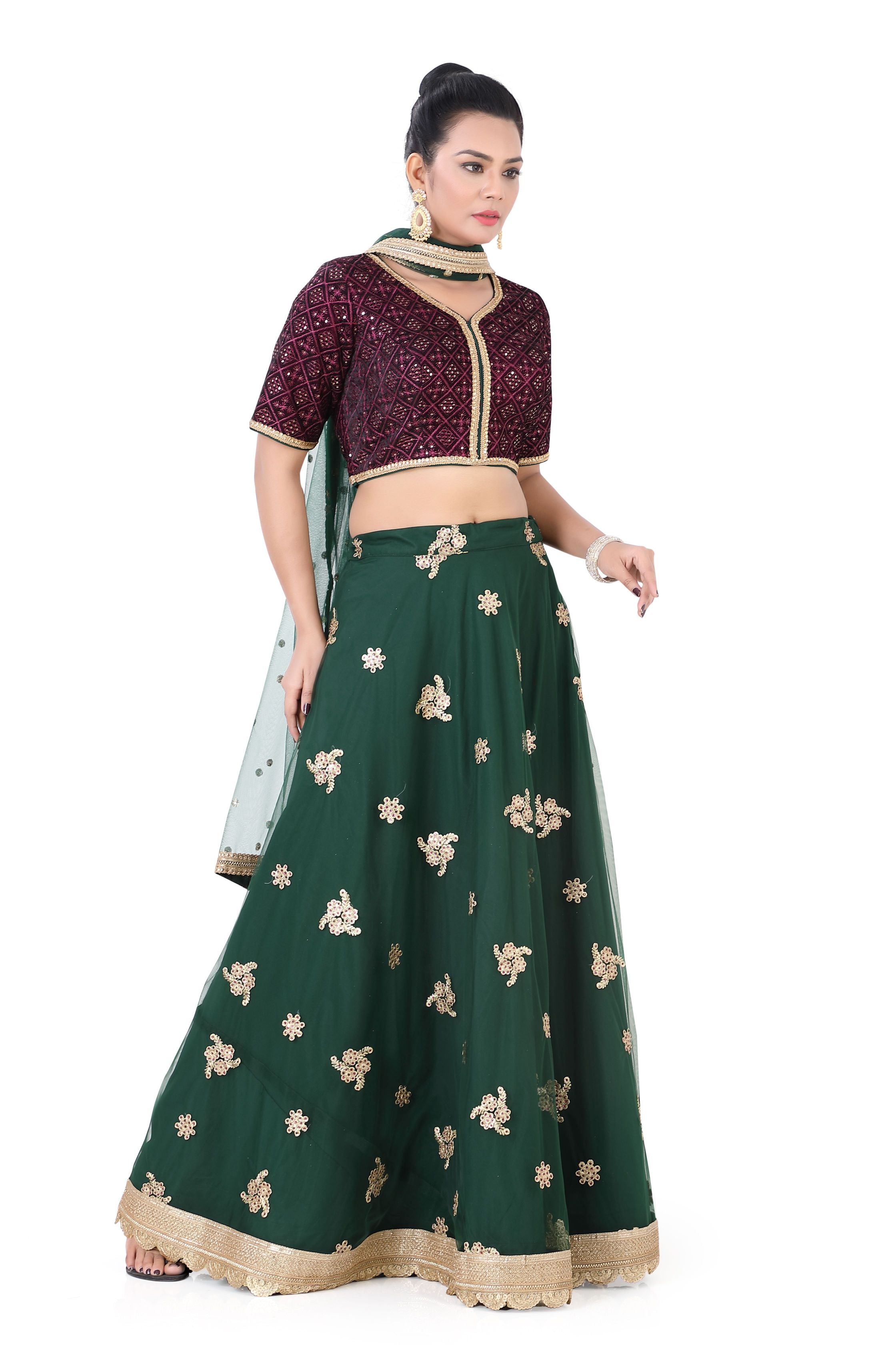 Banarasi Brocade Party Wear Green Lehenga Choli