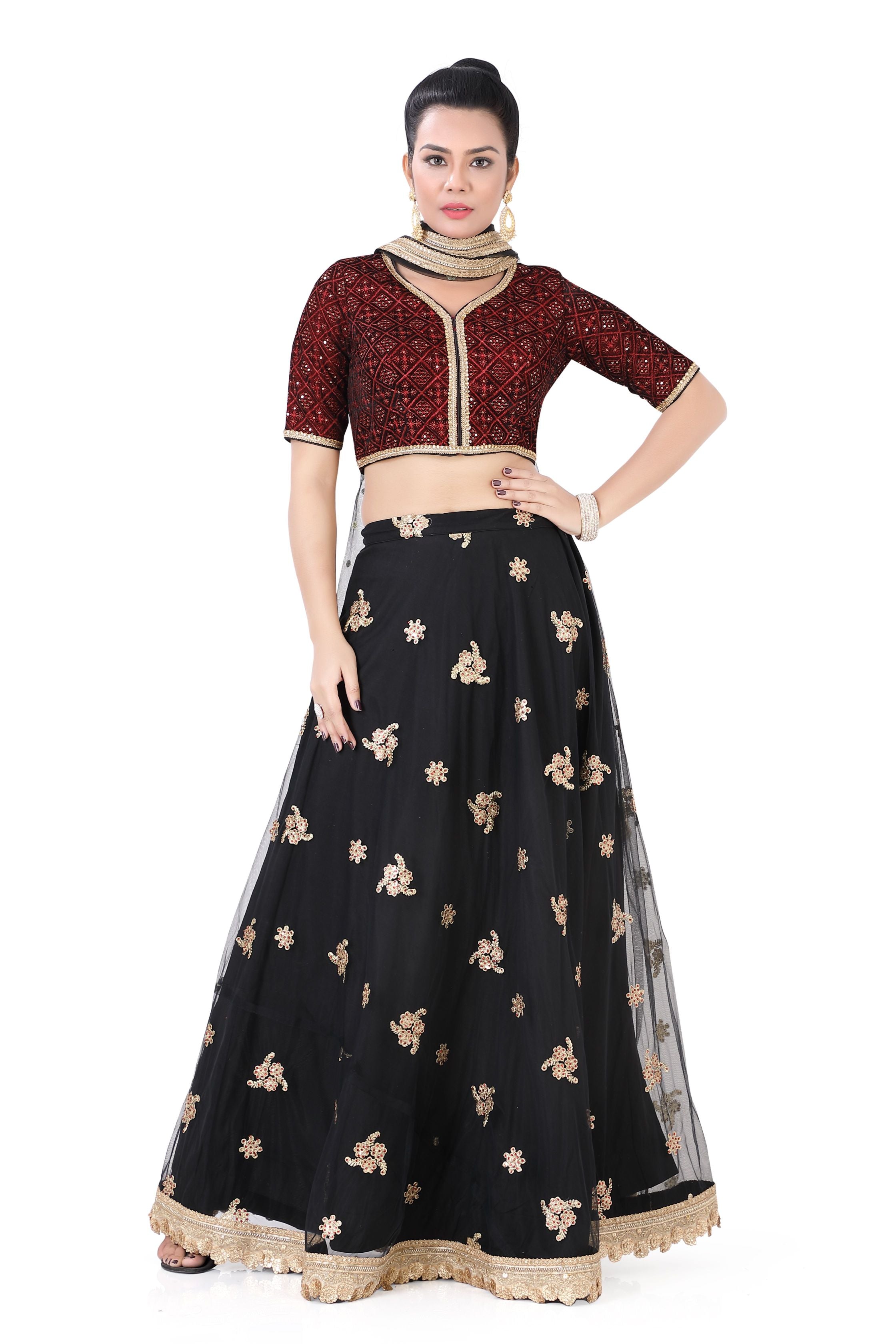 Black Brocade Lehenga Choli