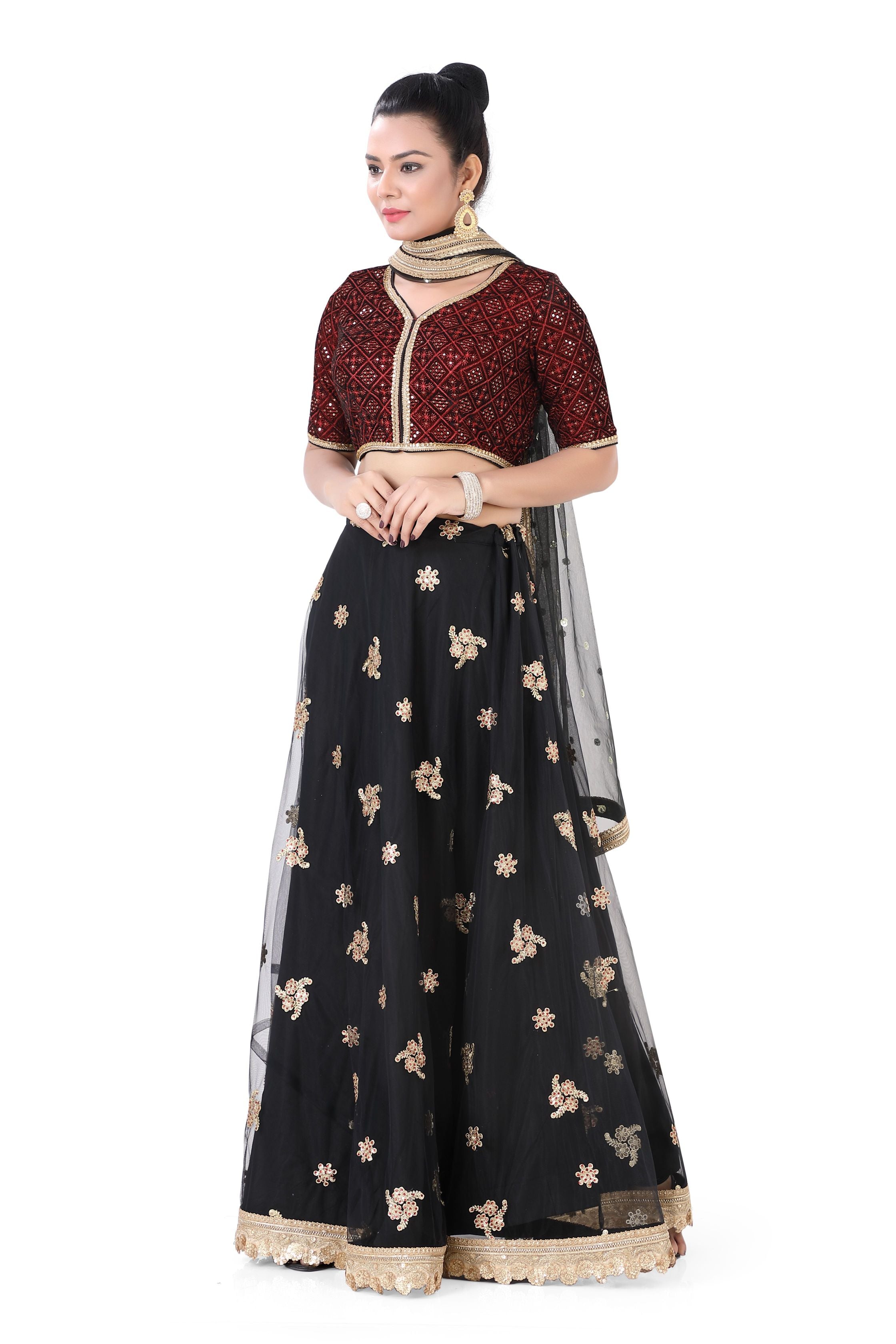 Black Brocade Lehenga Choli