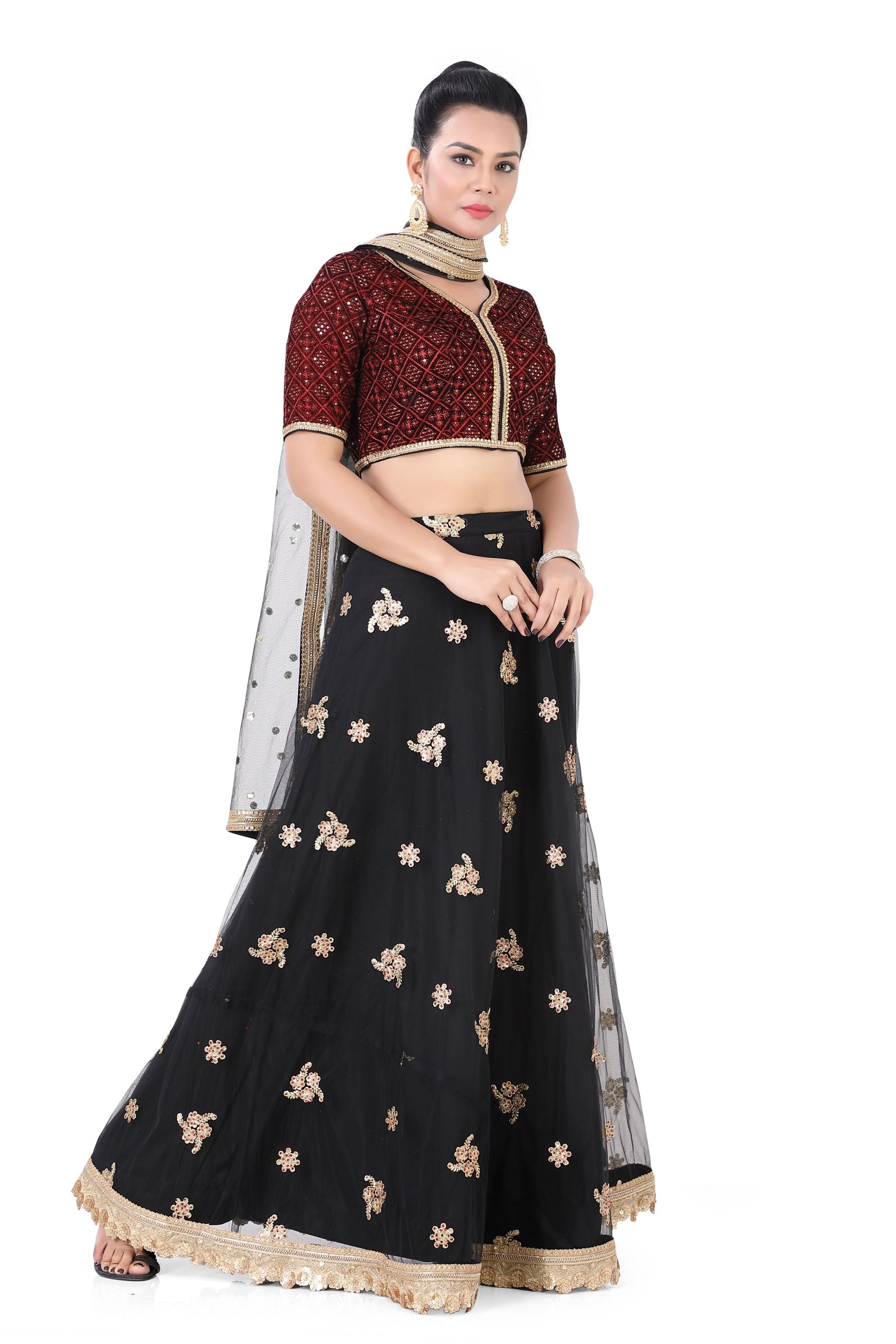 Black Brocade Lehenga Choli