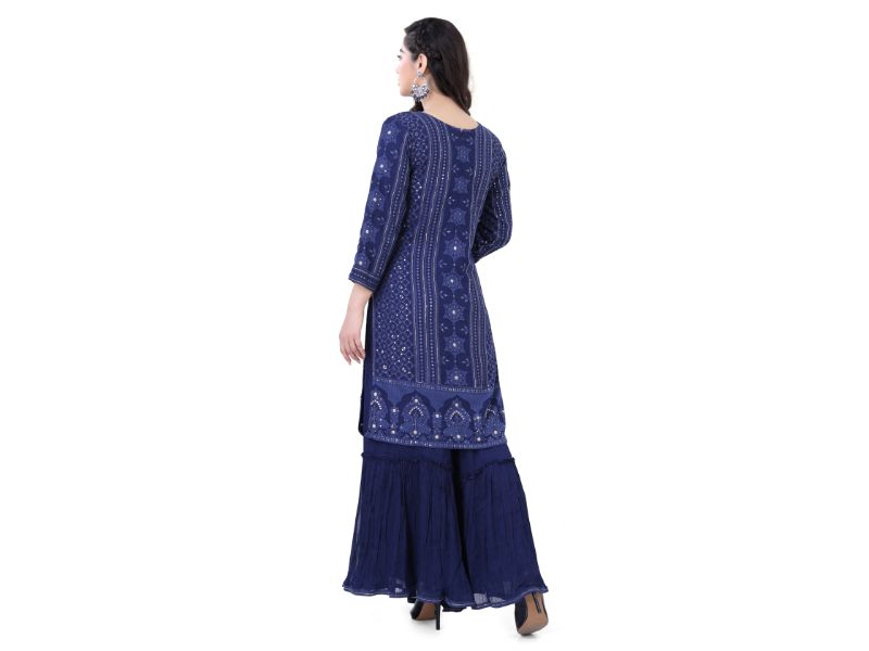 Royal Blue Chikankari Plazzo Set