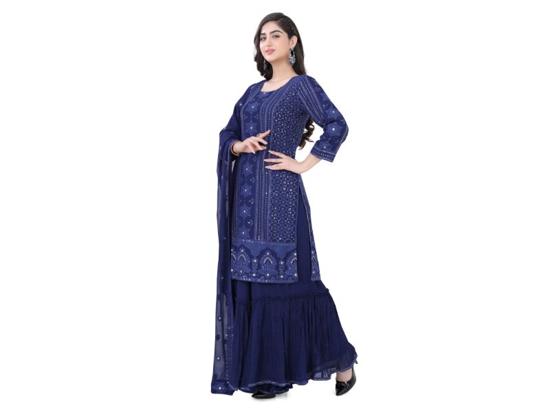 Royal Blue Chikankari Plazzo Set